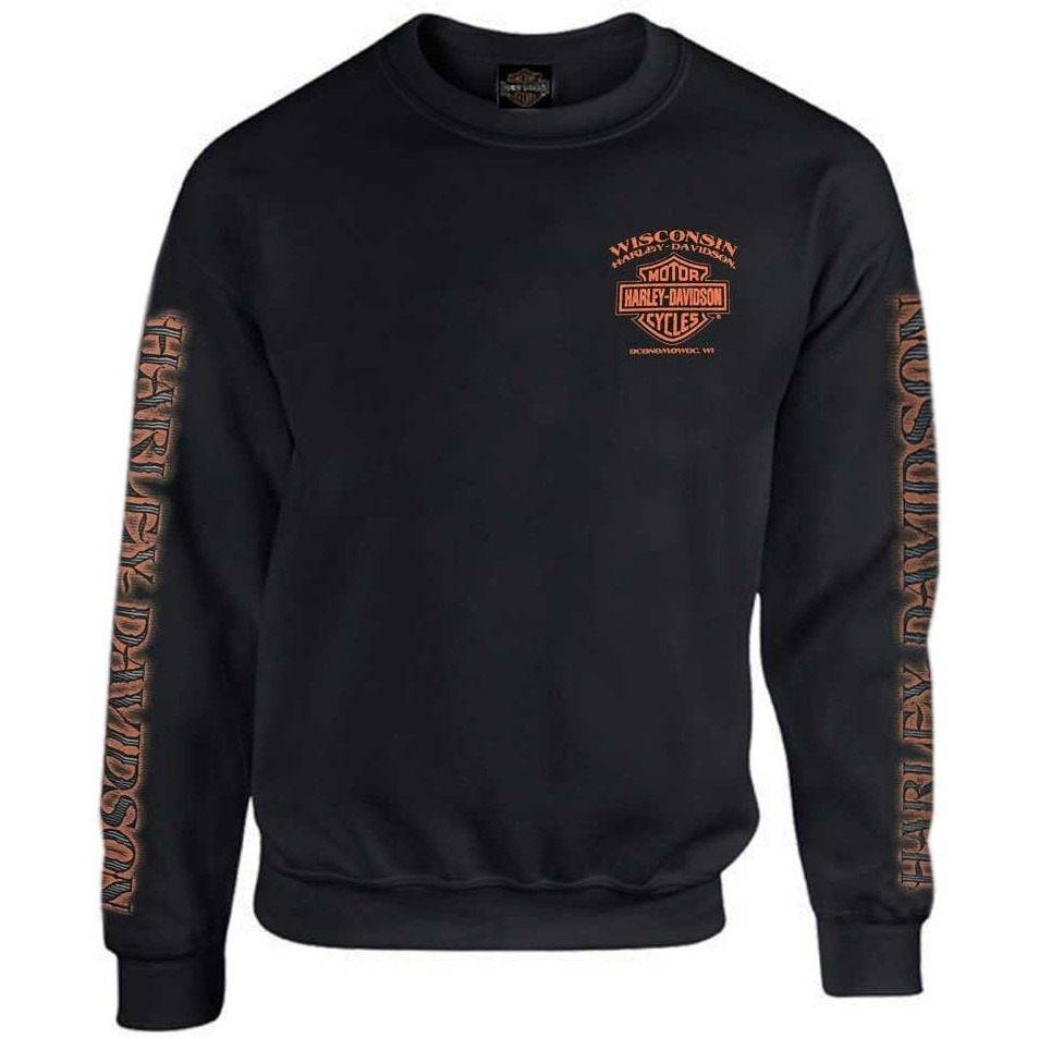 Harley-Davidson Men's Eagle Piston Fleece Pullover Sweatshirt, Black (Xl)