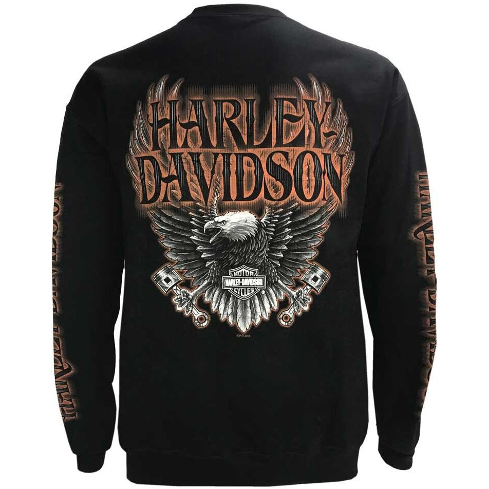 Harley-Davidson Men's Eagle Piston Fleece Pullover Sweatshirt, Black (Xl)