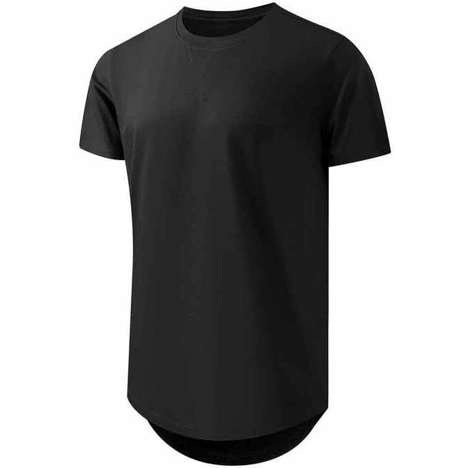 Jmierr Men's 3 Pack Cotton Hipster Hip Hop Longline Crewneck T-Shirt, Short Sleeve Gym Workout Athletic T Shirts For Men Pack,Xl, Black/Black/White