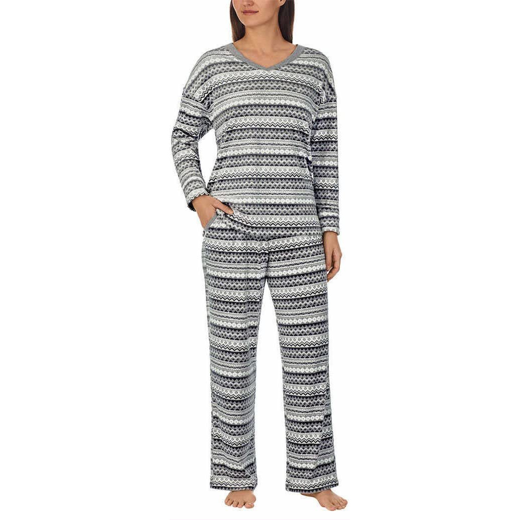 Nautica Womens Pajamas - Cozy Silky Fleece - 2 Piece Long Sleeve Winter Sleepwear Set For Women, Fairisle, X-Large