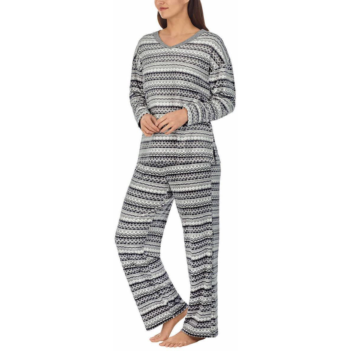 Nautica Womens Pajamas - Cozy Silky Fleece - 2 Piece Long Sleeve Winter Sleepwear Set For Women, Fairisle, X-Large