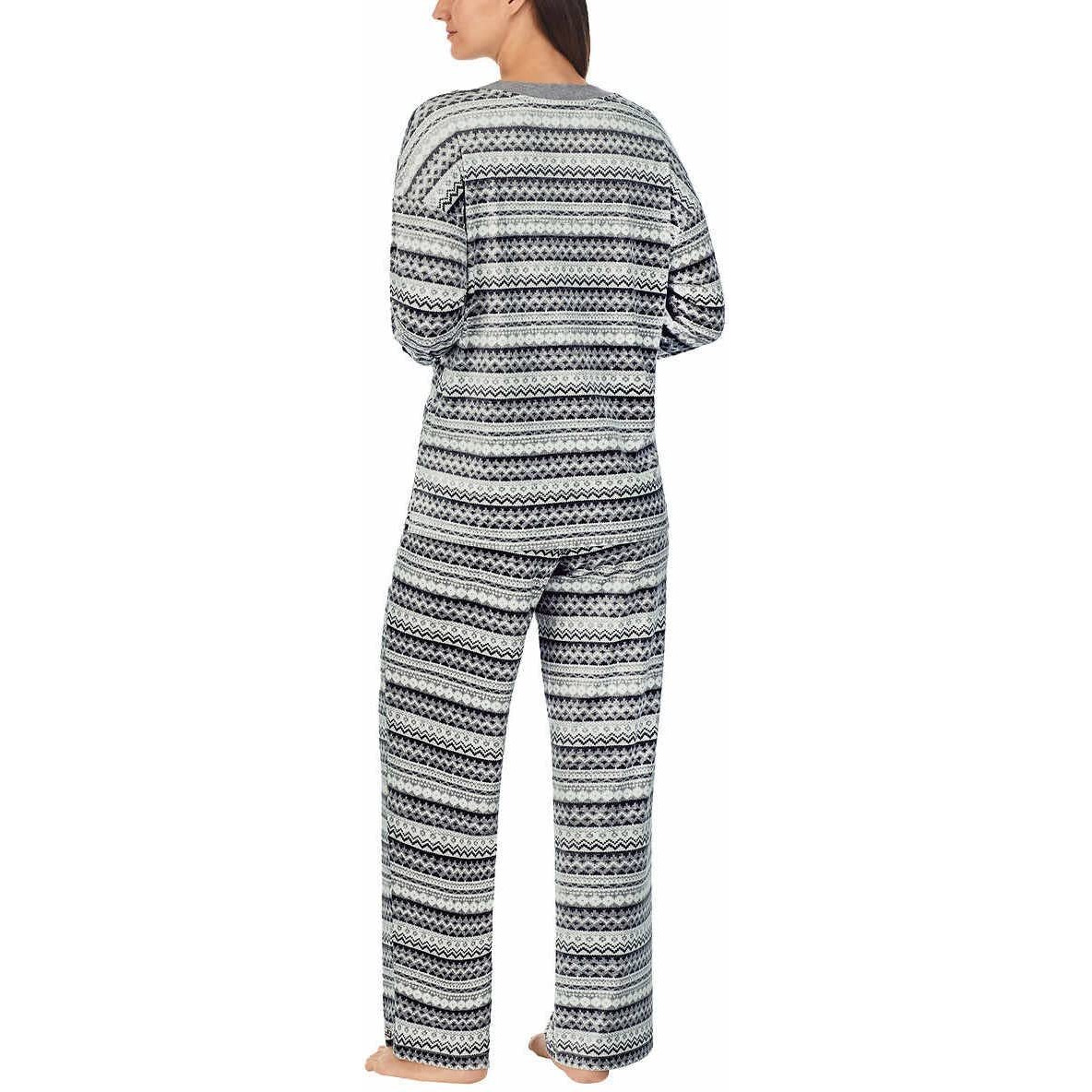 Nautica Womens Pajamas - Cozy Silky Fleece - 2 Piece Long Sleeve Winter Sleepwear Set For Women, Fairisle, X-Large