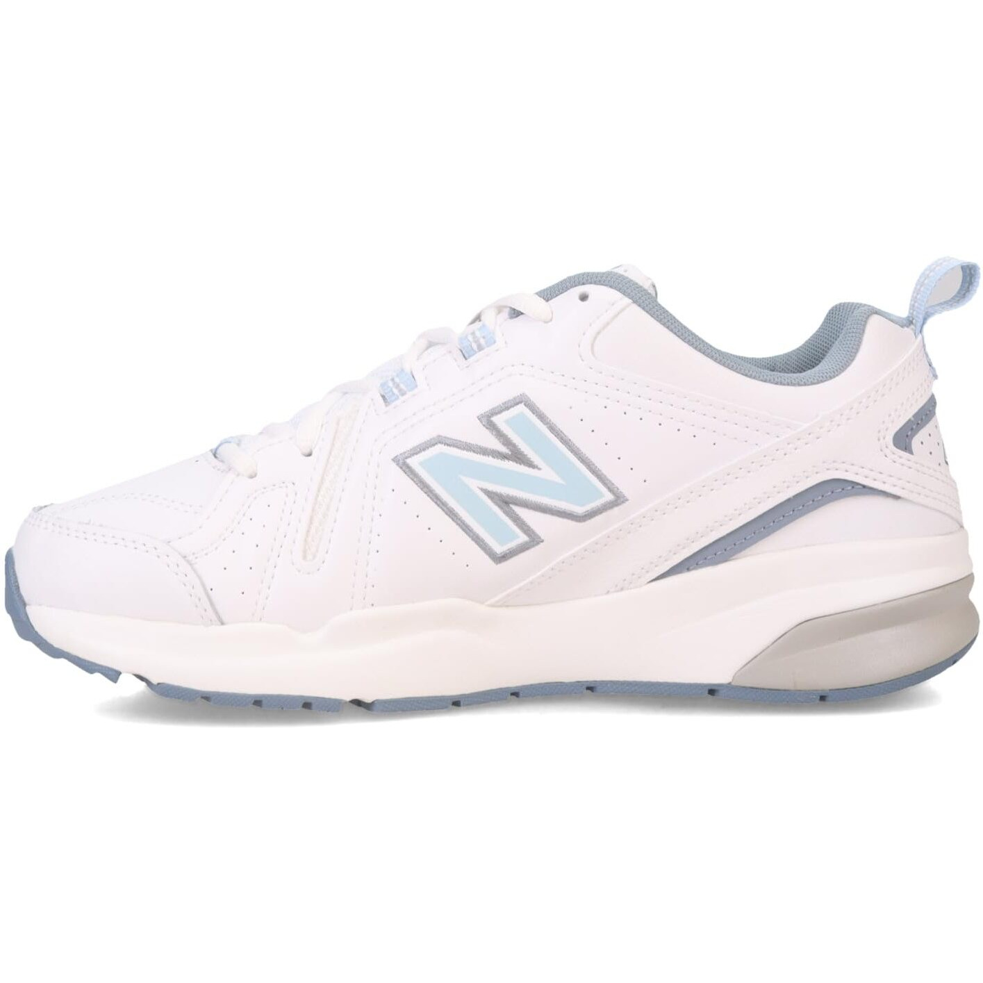 New Balance Women's 608 V5 Casual Comfort Cross Trainer, White/Light Blue, 8