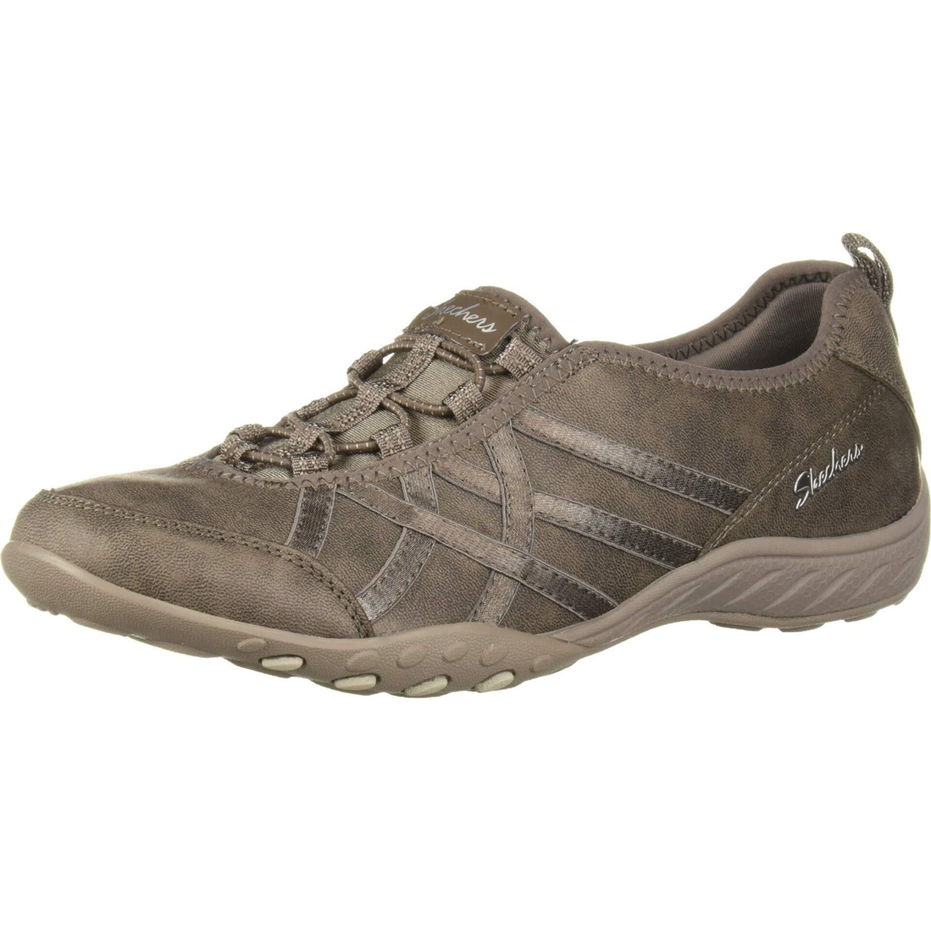Skechers Womens Breathe-Easy - Days End Sneaker, Dark Taupe, 9.5 Us