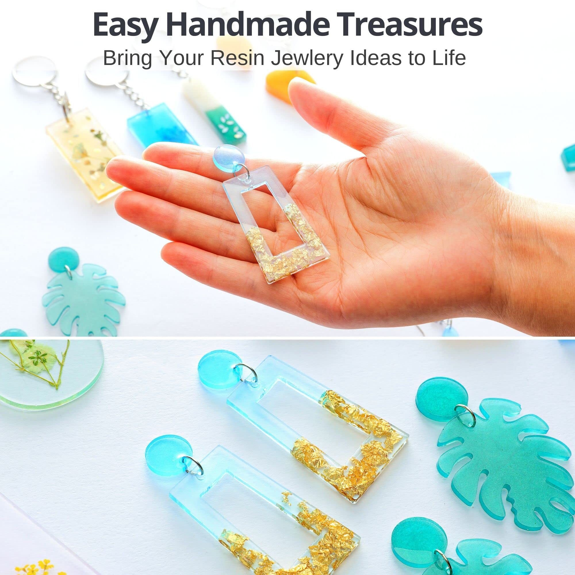 Piccassio Epoxy Resin Kit For Beginners 208 Pcs - Resin Jewelry Making Kit, Keychains, Bookmarks,Epoxy Resin Starter Kit - Resin Kit And Molds Complete Set - Includes Molds, Dried Flowers...