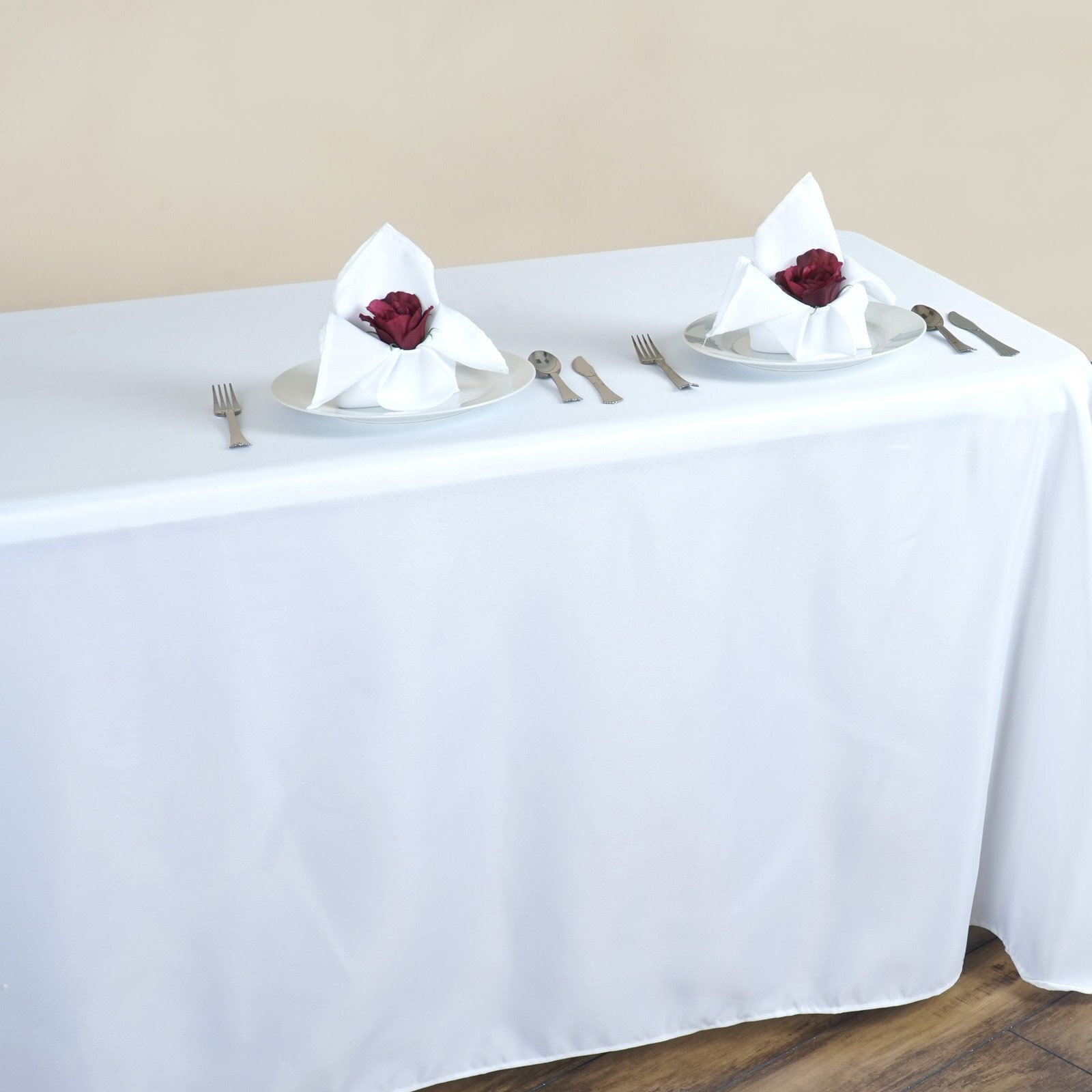 Balsacircle 90X132-Inch White Rectangle Polyester Tablecloth Table Cover Linens For Wedding Party Events Kitchen Dining