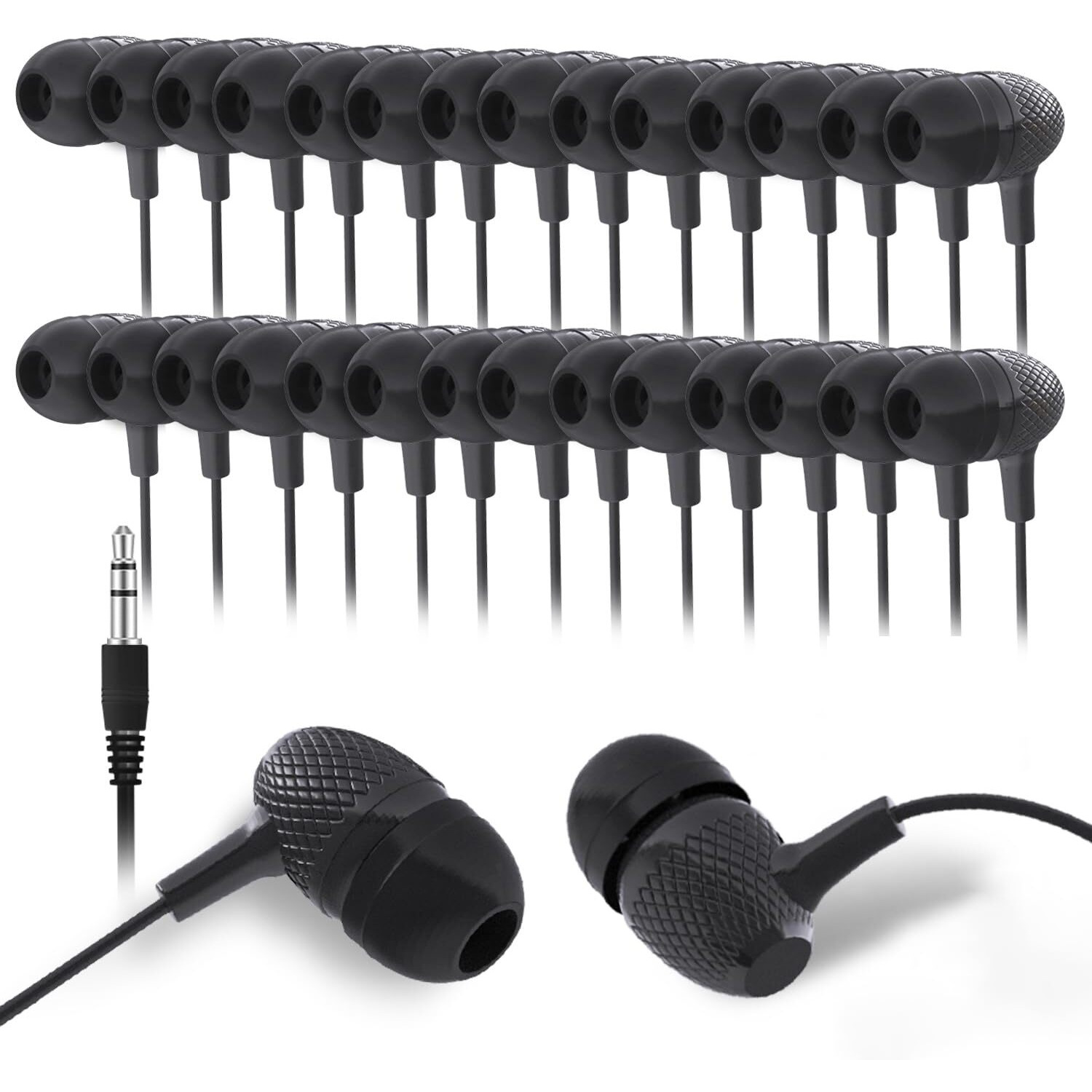 Bulk Earbuds Headphones 50 Pack For Classrooms Kids, Wholesale Durable Earphones Perfect For K12 Schools Students Kindergarten Children Gift And Adult(Hy400 Black)