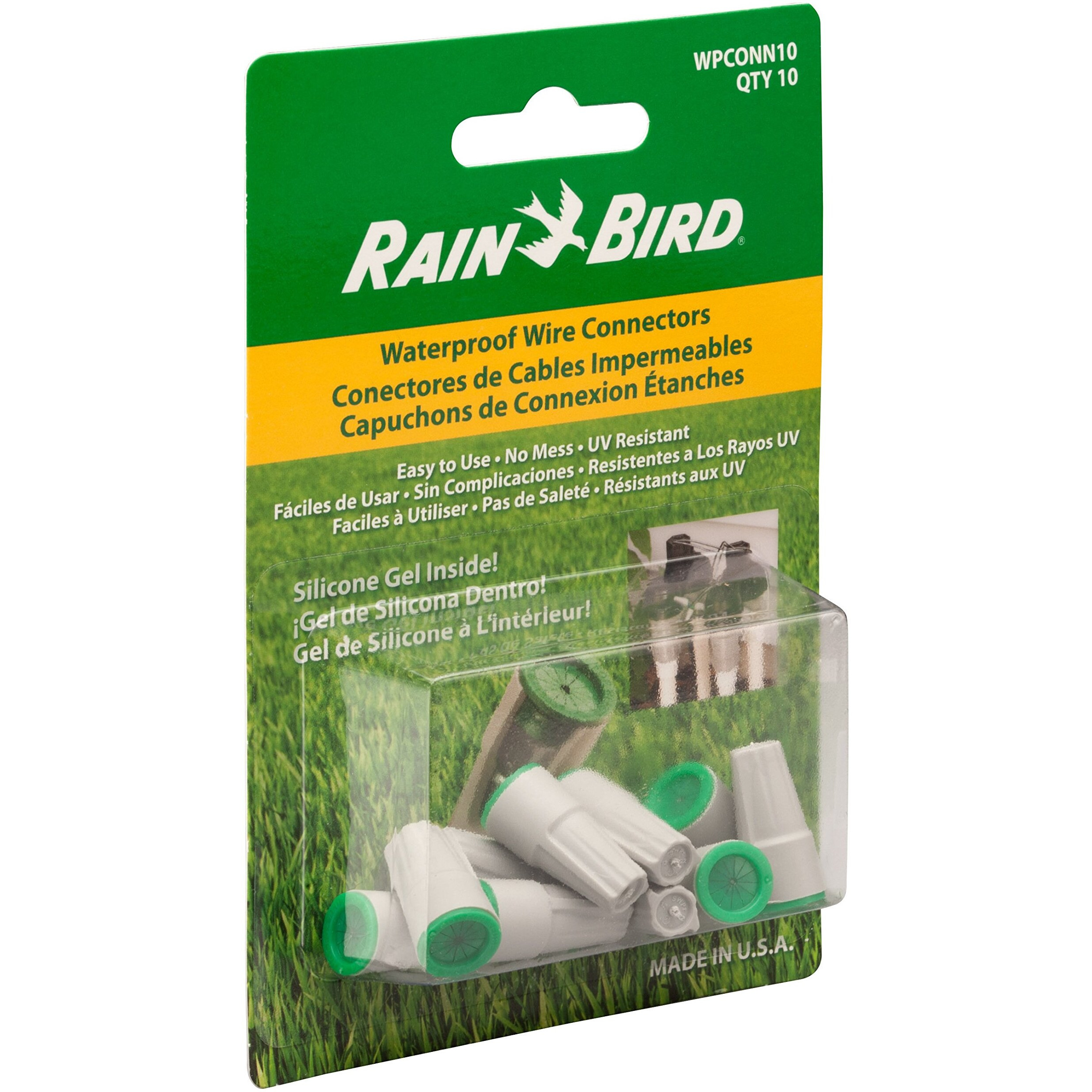 Rain Bird Wpconn10 Waterproof Grease Cap Wire Connectors, 10-Pack, Black/Green