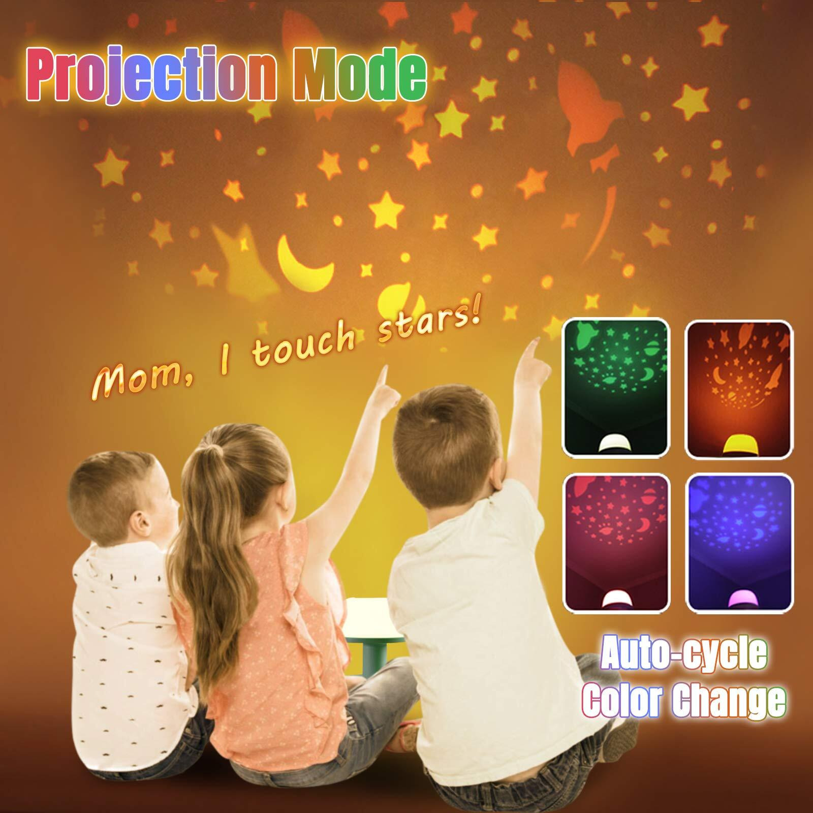Licklip Toddler Night Light Lamp, Dimmable Led Bedside Lamp With Star Projector, Kids Night Lights With Timer Design & Color Changing, Portable Rechargeable Lamp, Cute Gifts For Children Bedroom
