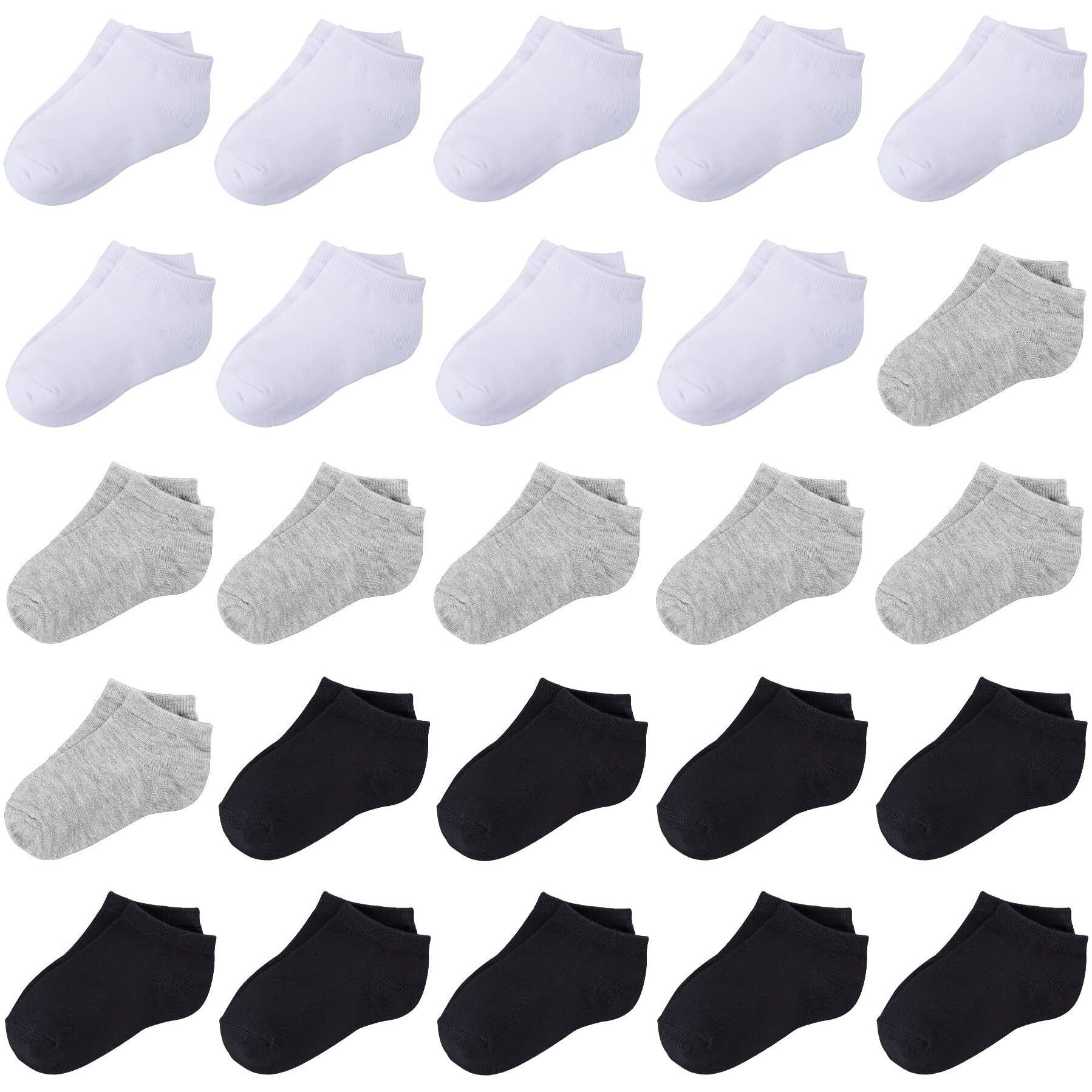 Duufin 25 Pairs Toddler Ankle Socks Low Cut Kids Half Cushion Socks Low Rise Ankle Socks For Boys And Girls, 8-10X