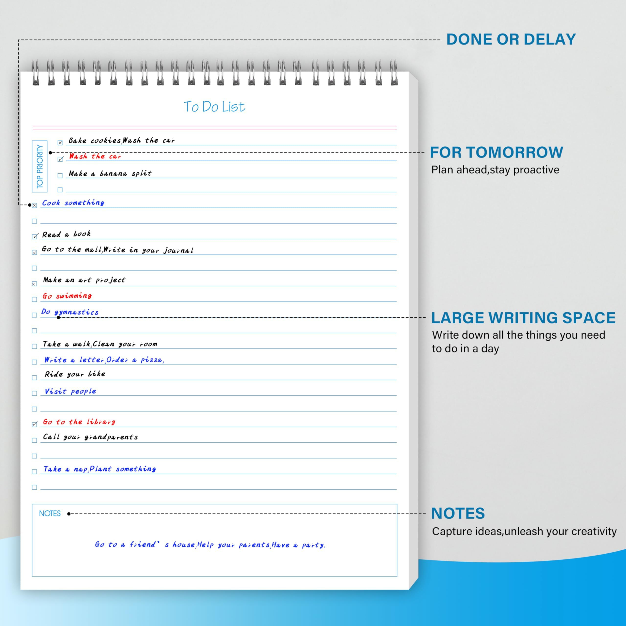 To Do List Notepad Big 2Pcs/Set - Daily Planner Notepad Undated 50 Sheets Tear Off, 8" X 11" Planning Pad Checklist Productivity Note Pad For Work And Personal Organized