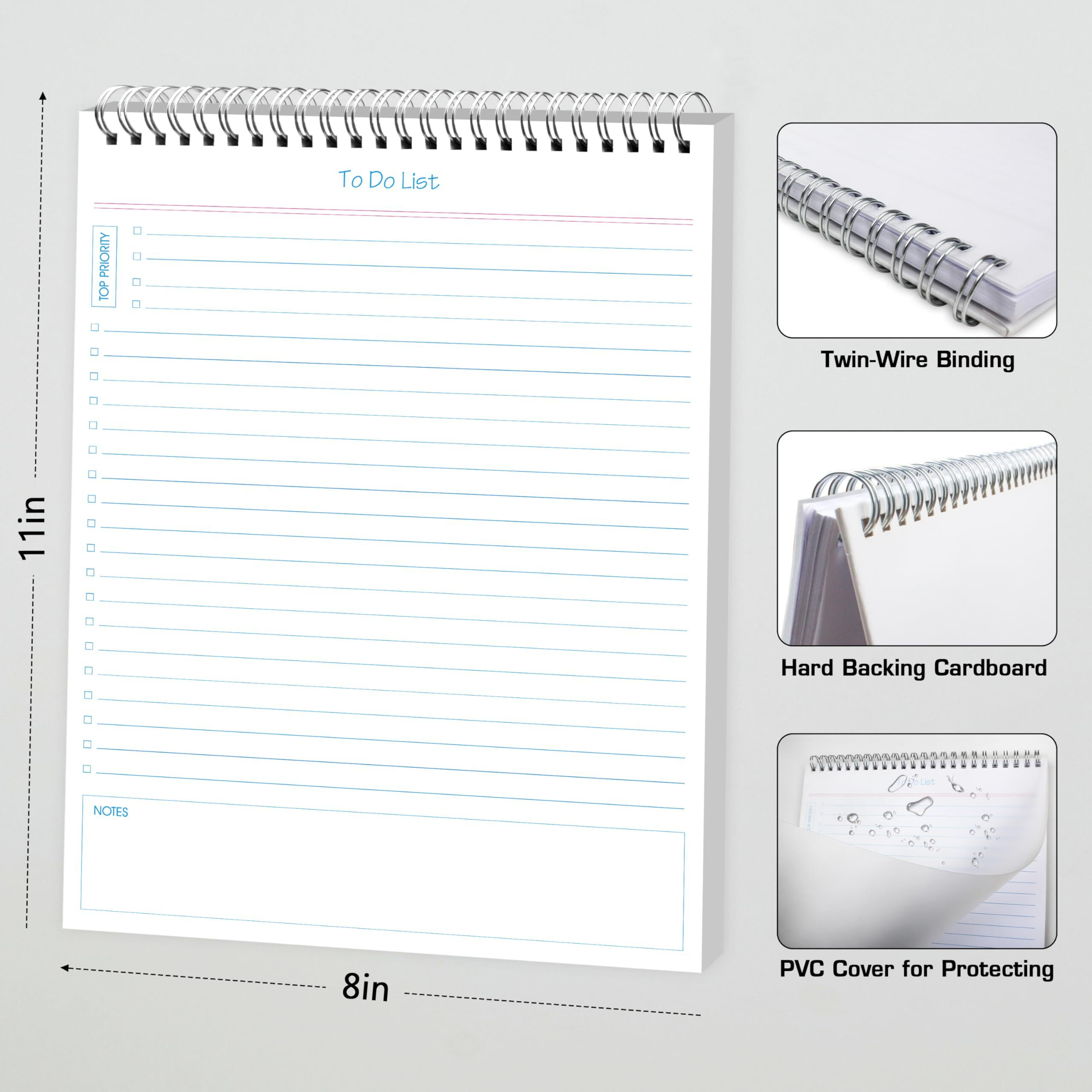 To Do List Notepad Big 2Pcs/Set - Daily Planner Notepad Undated 50 Sheets Tear Off, 8" X 11" Planning Pad Checklist Productivity Note Pad For Work And Personal Organized