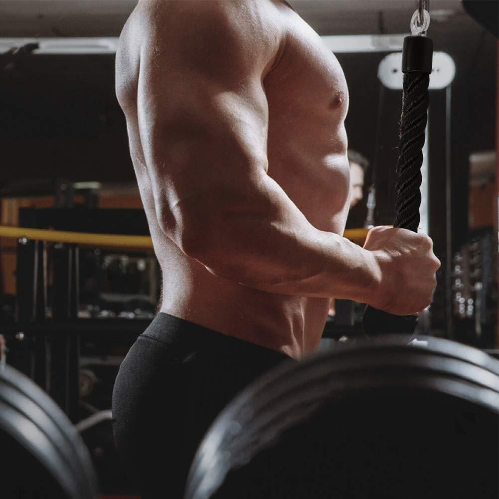 Hyvawo Pull Down Rope Single Grip Tricep Bicep Exercise Attachment For Cable Machines Gym Pulley Workout (Black 2 Pack)