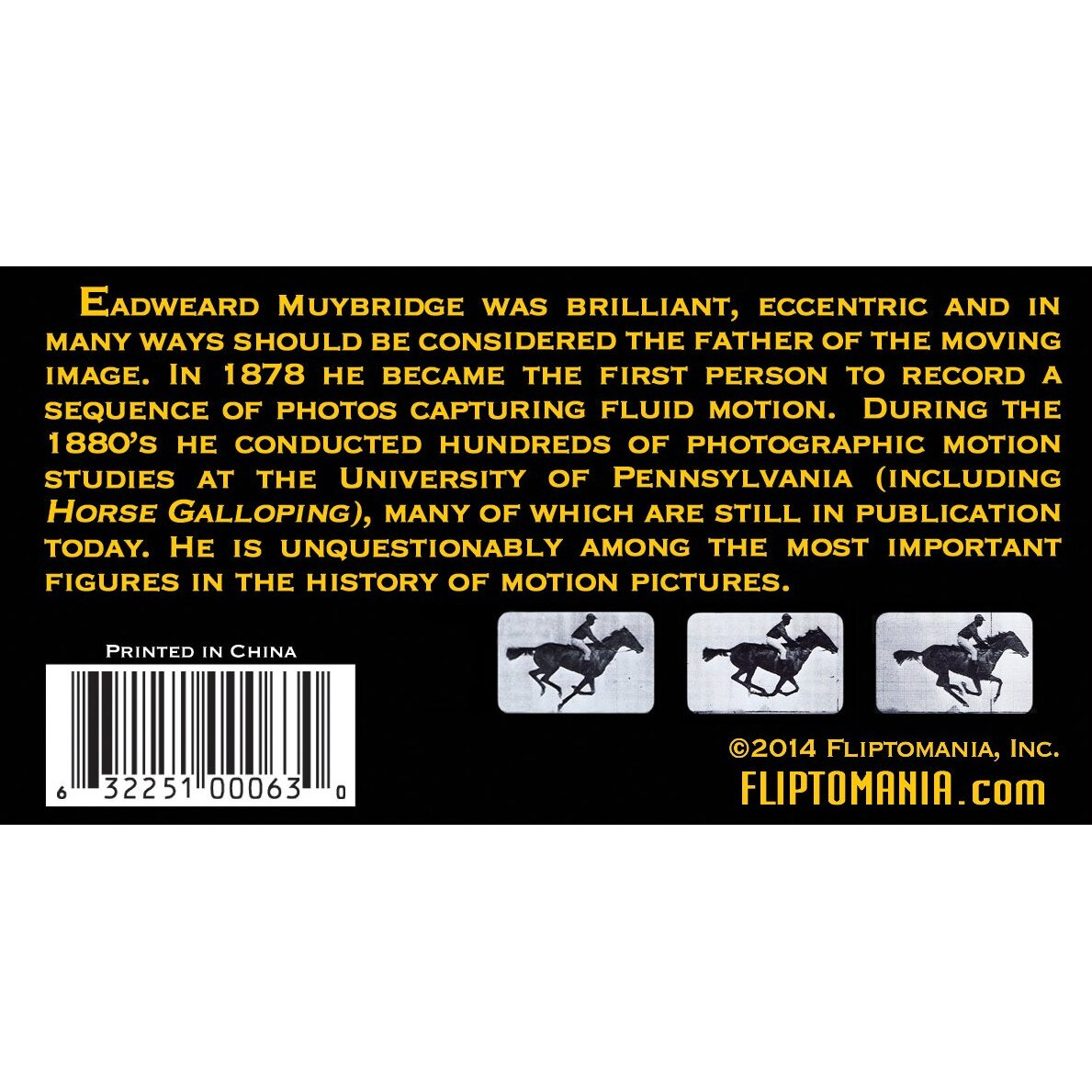 Fliptomania Muybridge Early Photography Flipbook 3-Pack Horse, Cat, Elephant