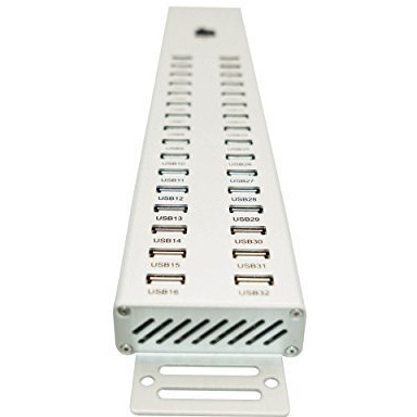 Dyconn Maxi High Power Charging & Data Transfer/Duplication Usb 2.0 Hub Bc1.2 Full Aluminum With Industrial Rack Mount (Ipc) Bracket (32 Ports 160W 32A)