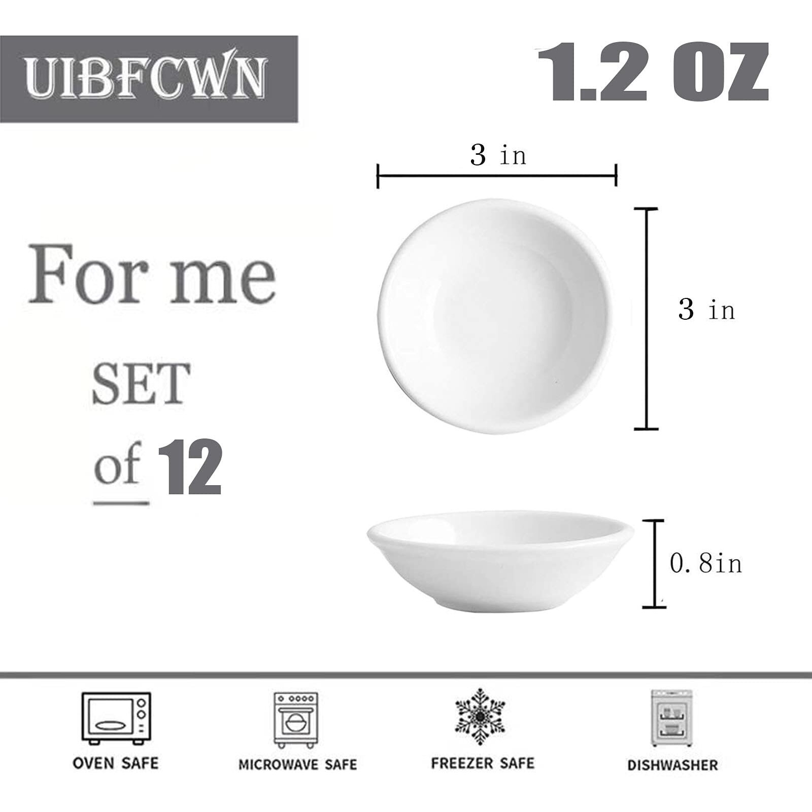 Uibfcwn Sauce Dish Dipping Bowls, 12 Pack Ceramic Dip Bowls Set, 1.2 Oz Soy Sauce Dish, White Dipping Bowls Bulk, Asian Sauce Bowls For Ketchup, Bbq, Condiments, Appetizer