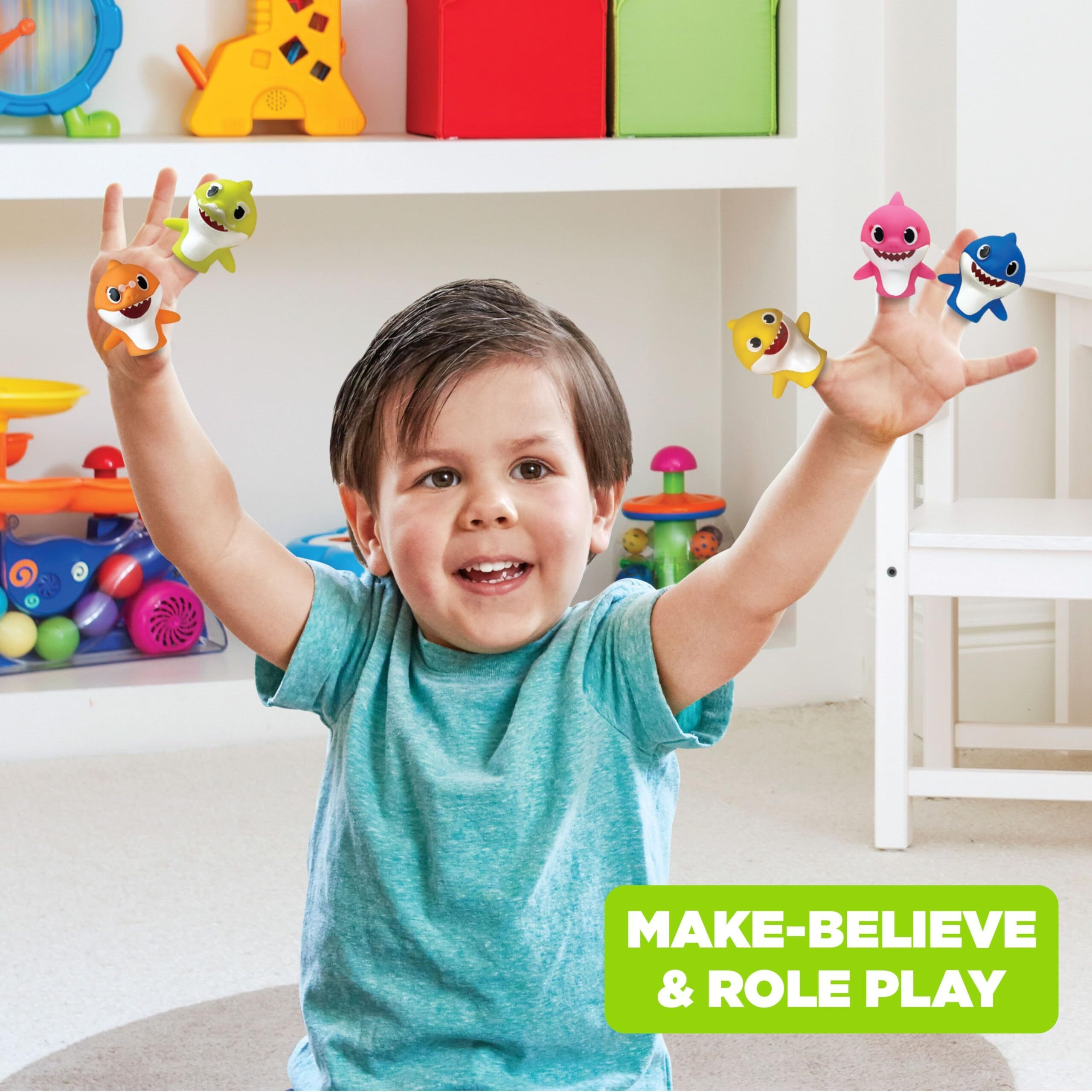 Nickelodeon Baby Shark 10 Pc Finger Puppet Set - Party Favors, Educational, Bath Toys, Story Time, Floating Pool Toys, Beach Toys, Finger Toys, Playtime