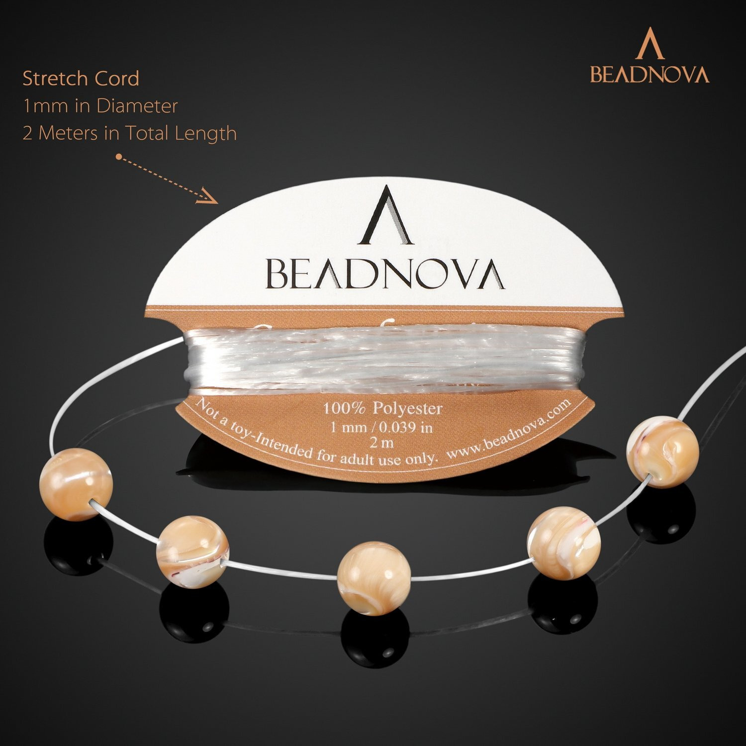 Beadnova Natural Mother Of Pearl Nacre Conch Shell Beads Natural Crystal Beads Stone Gemstone Round Loose Energy Healing Beads With Free Crystal Stretch Cord For Jewelry Making (8Mm, 45-48Pcs)