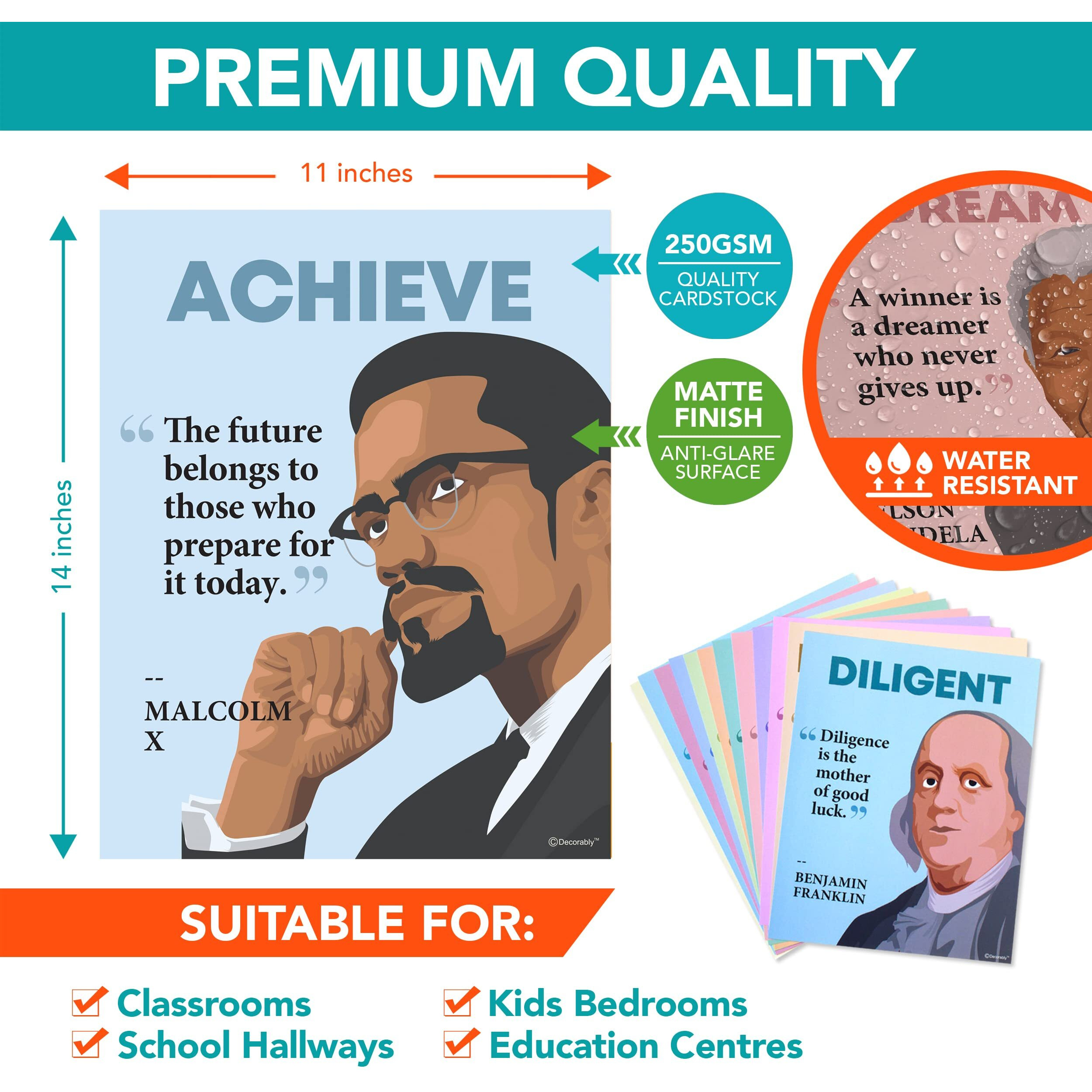 12 Black History Classroom Decorations - 11X14In Inspirational Posters For Classroom, Us History Posters For Classroom High School, Black History Poster, Black History Posters For Walls