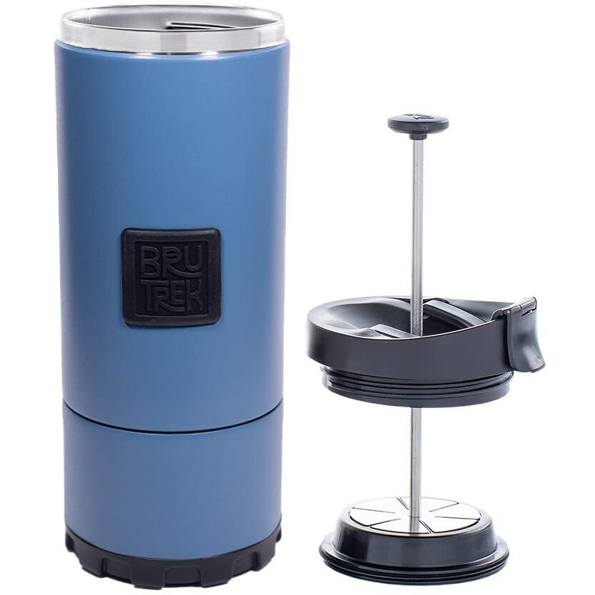 Brutrek Ovrlndr Travel Coffee French Press, 24 Fl.Oz Drinkable Capacity, Vacuum Insulated, Easy To Clean Removable Bottom, No Spill Lid, On The Go Coffee Brewing (Red Rock)