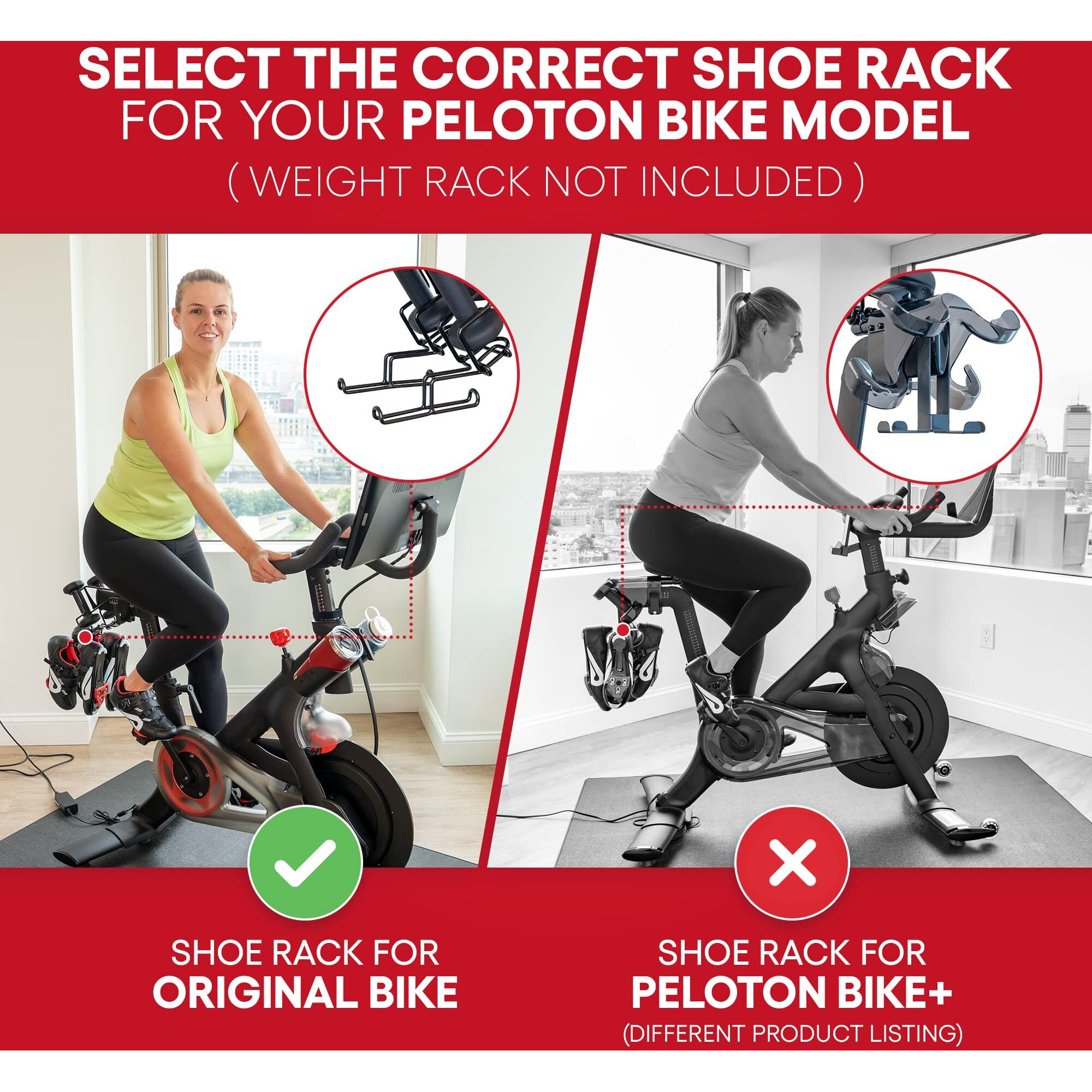 Trublifit Deluxe Metal Shoe Hangers For Peloton Bike, Black, 2-Pack, Stainless Steel