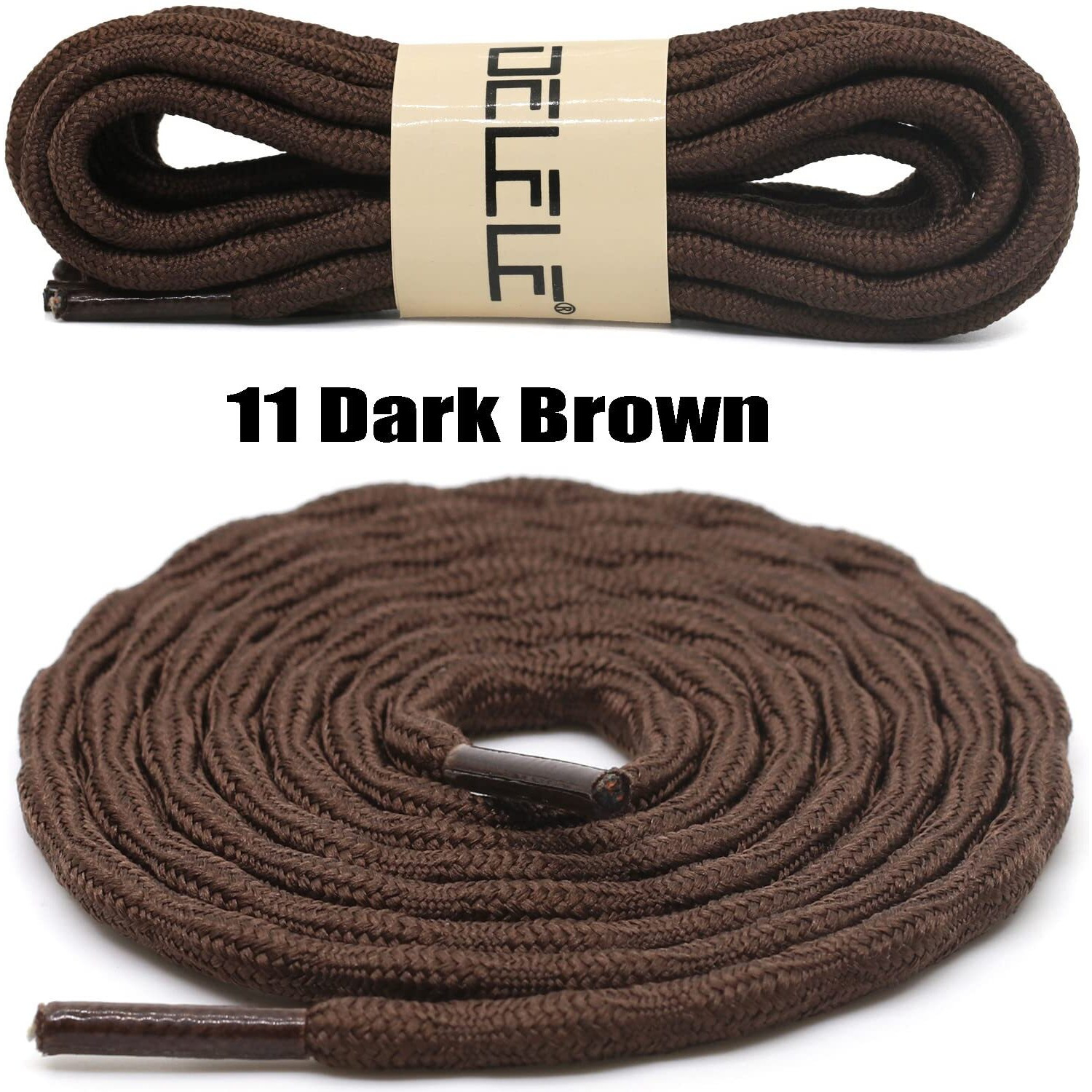 Delele 2 Pair Round Wave Shape Non Slip Heavy Duty And Durable Outdoor Climbing Shoelaces Dark Brown Hiking Shoe Laces Shoestrings-118 Inch