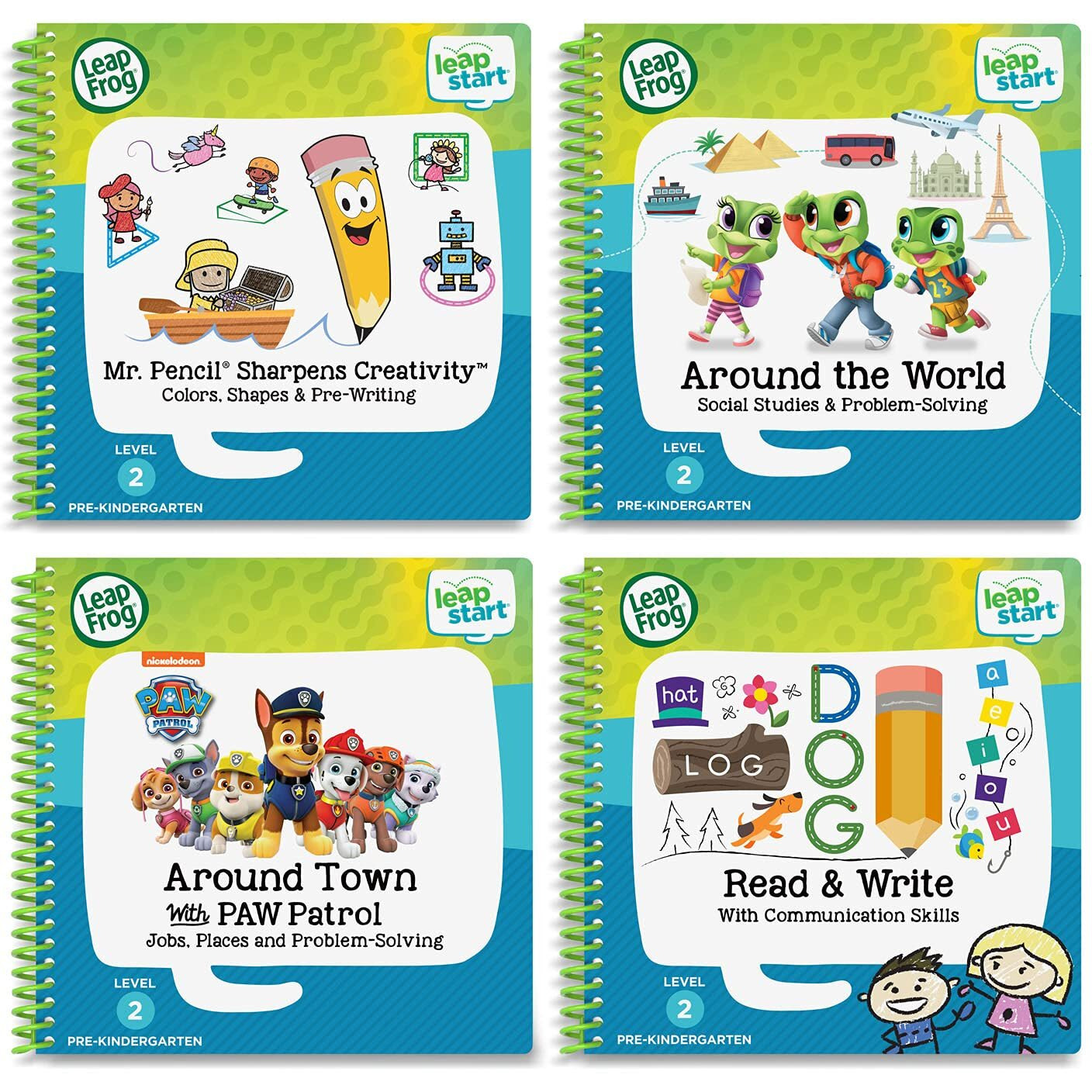 Leapfrog Leapstart Pre-K 4-Pack, For 3-6 Yrs Includes Mr. Pencil Sharpens Creativity, Read And Write, Around The World, Around Town With Paw Patrol