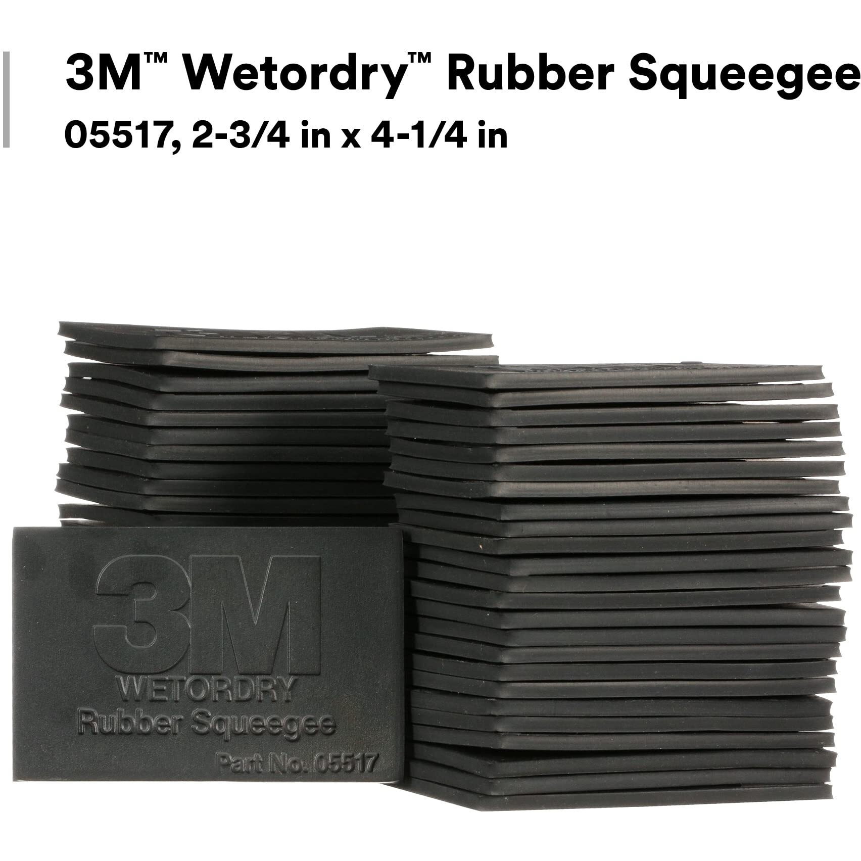 3M Wetordry Rubber Squeegee 05517, 2-3/4 In X 4-1/4 In, Comfort Fit, Flexible, For Wet Sanding