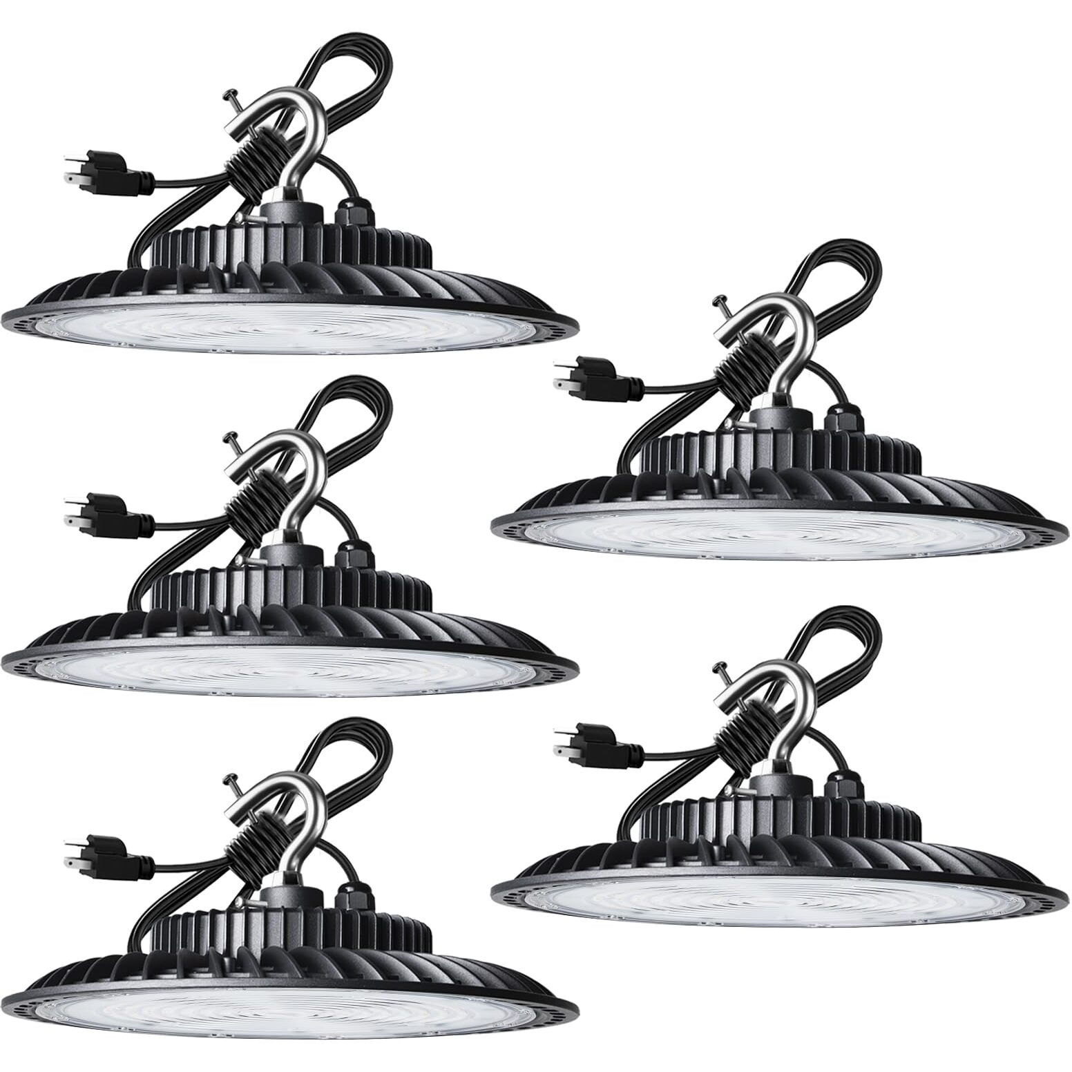 Lightdot 100W Led High Bay Light For Shop/Barn 5000K 14000Lm (Eqv. To 400W Hps/Mh) High Bay Led Lights With Plug For Commercial Warehouse Lighting-Etl Listed 5Pack