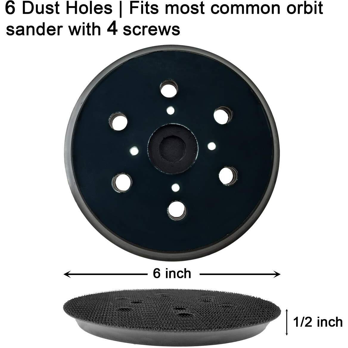 6 Inch Dia 6 Hole Hook And Loop Sander Pad - Replacement Backing Pad Sanding Pad For Ridgid R2611 Random Orbit Sander