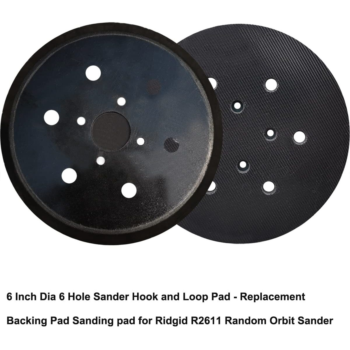 6 Inch Dia 6 Hole Hook And Loop Sander Pad - Replacement Backing Pad Sanding Pad For Ridgid R2611 Random Orbit Sander