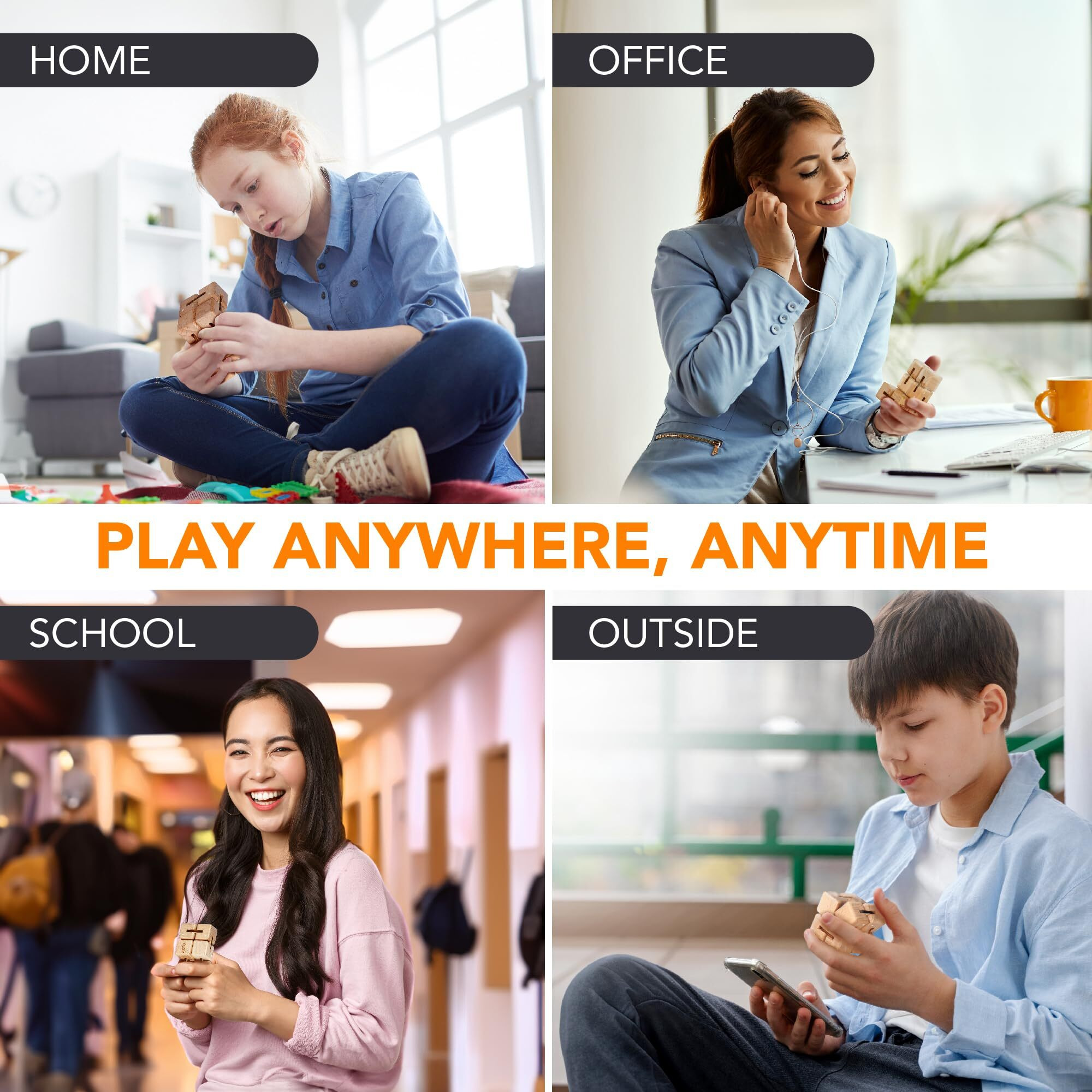 Bunmo Wooden Large Infinity Cube Fidget Toy | Eco-Friendly Beechwood Fidget Cube For Adults | Stimulating & Engaging Fidgets For Adults | Teen Boy Toys | Fidget Toys Adults | Gifts For Teenage Boys