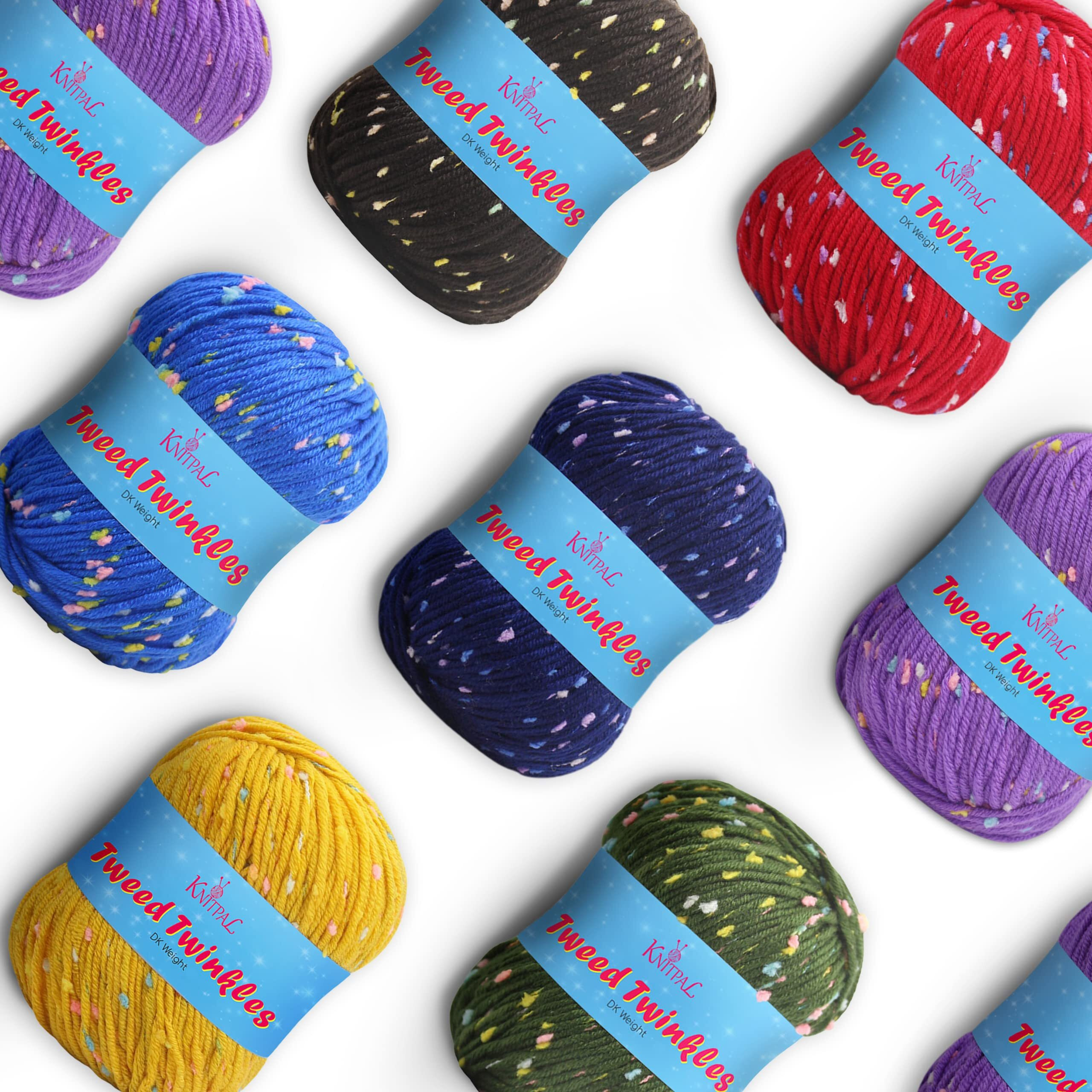 Tweed Twinkles Super Soft Textured Knitting Crochet Yarn, 8 Balls (696 Yards/400 Grams) Light Worsted 3 (Jewel Pack)