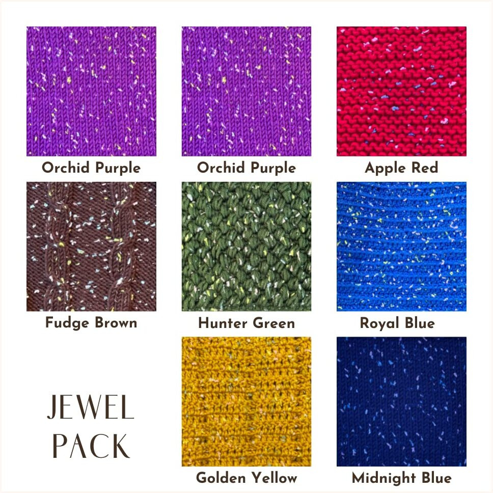 Tweed Twinkles Super Soft Textured Knitting Crochet Yarn, 8 Balls (696 Yards/400 Grams) Light Worsted 3 (Jewel Pack)