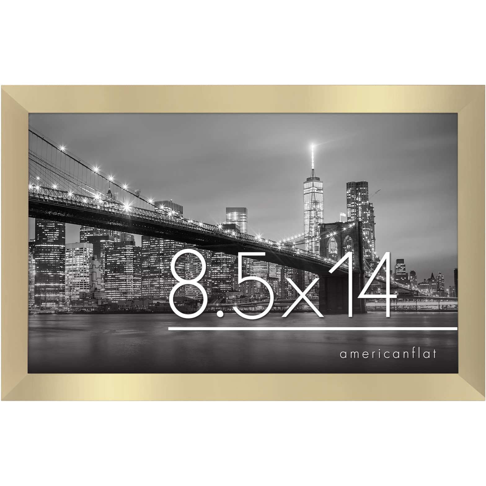 Americanflat 8.5X14 Picture Frame In Gold - Engineered Wood With Shatter Resistant Glass - Horizontal And Vertical Formats For Wall