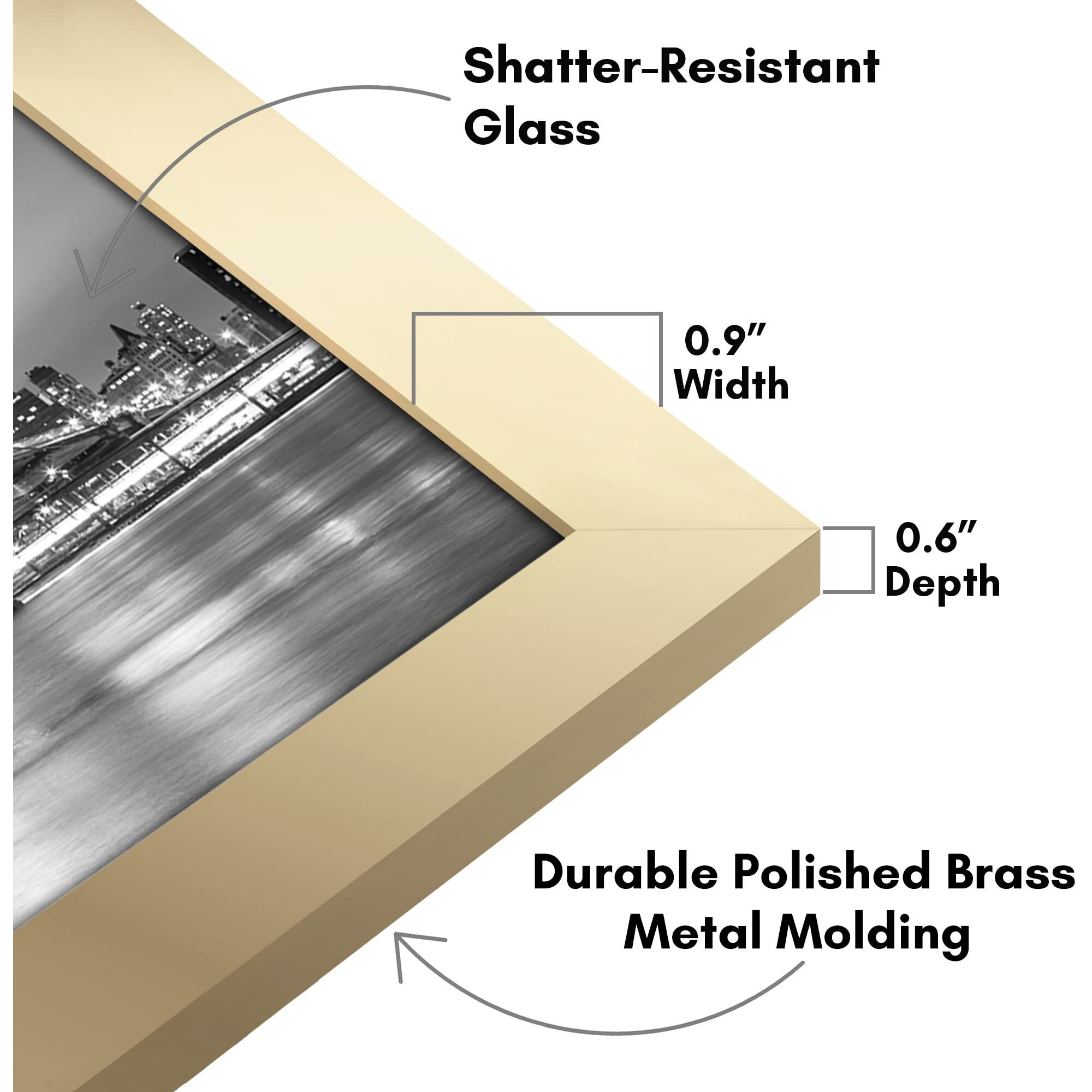 Americanflat 8.5X14 Picture Frame In Gold - Engineered Wood With Shatter Resistant Glass - Horizontal And Vertical Formats For Wall