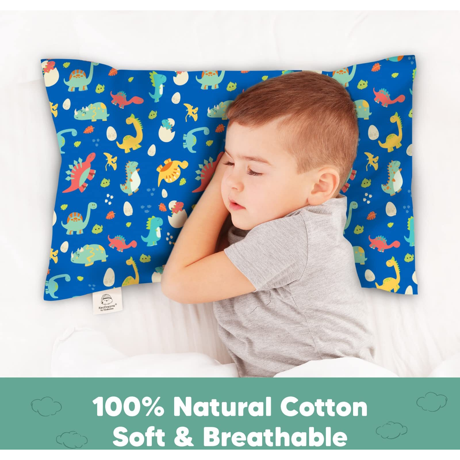 Keababies Toddler Pillowcase For 13X18 Pillow - Organic Toddler Pillow Case For Boy, Kids - 100% Natural Cotton Pillowcase For Miniature Sleepy Pillows - Pillow Sold Separately (Dinoworld)