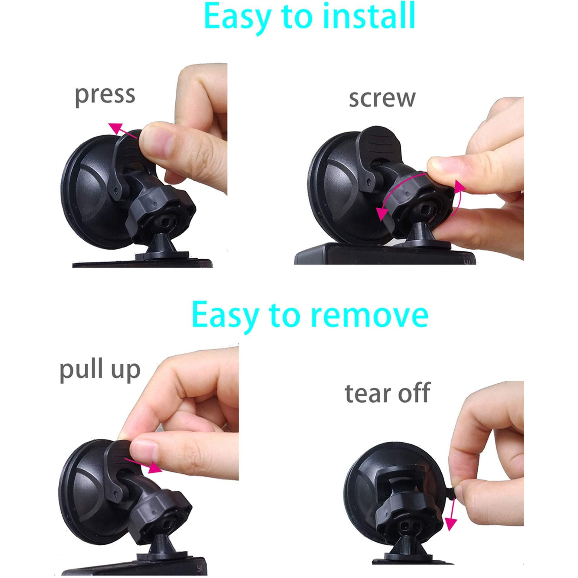 Glucrean Dash Cam Mount Compatible With Orskey/Boogiio/Apexcam/Ajvvf Dashcam, Suction Cup Mount Easy To Install And Use, Strong Suction Power Hight Durability And Removeable 2 Pcs