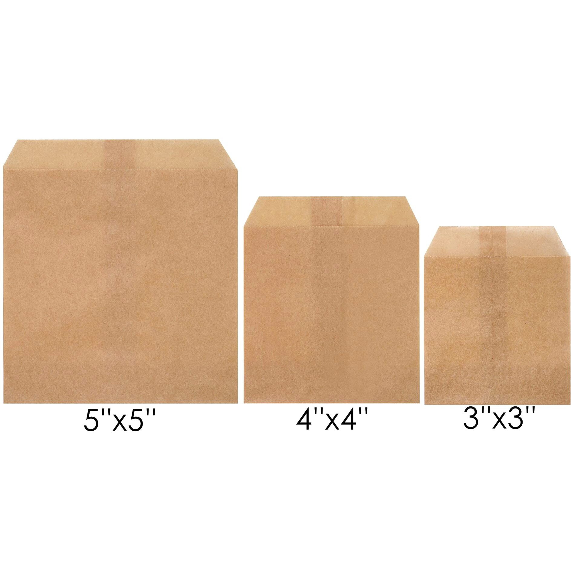 100 Square Glassine Paper Bags Envelopes By Quotidian (5'' X 5'')(Brown)