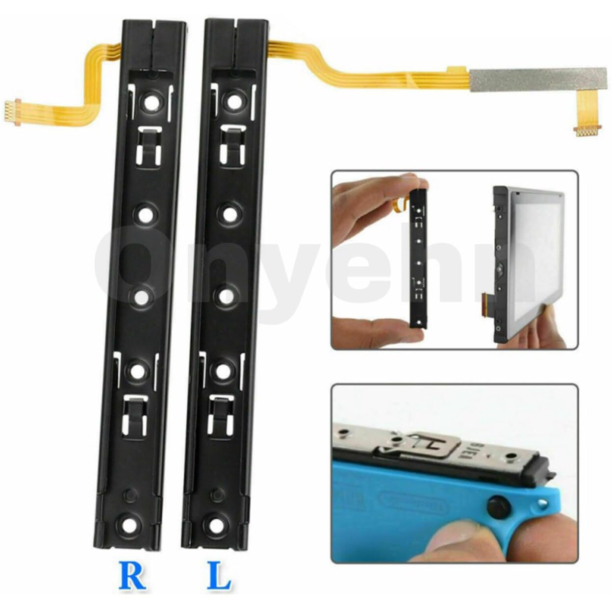 Onyehn Original Repair Part(With Screws) Replacement Right And Left Slide Rail With Flex Cable Fix Part For Nintendo Switch Console Ns Rebuild Track