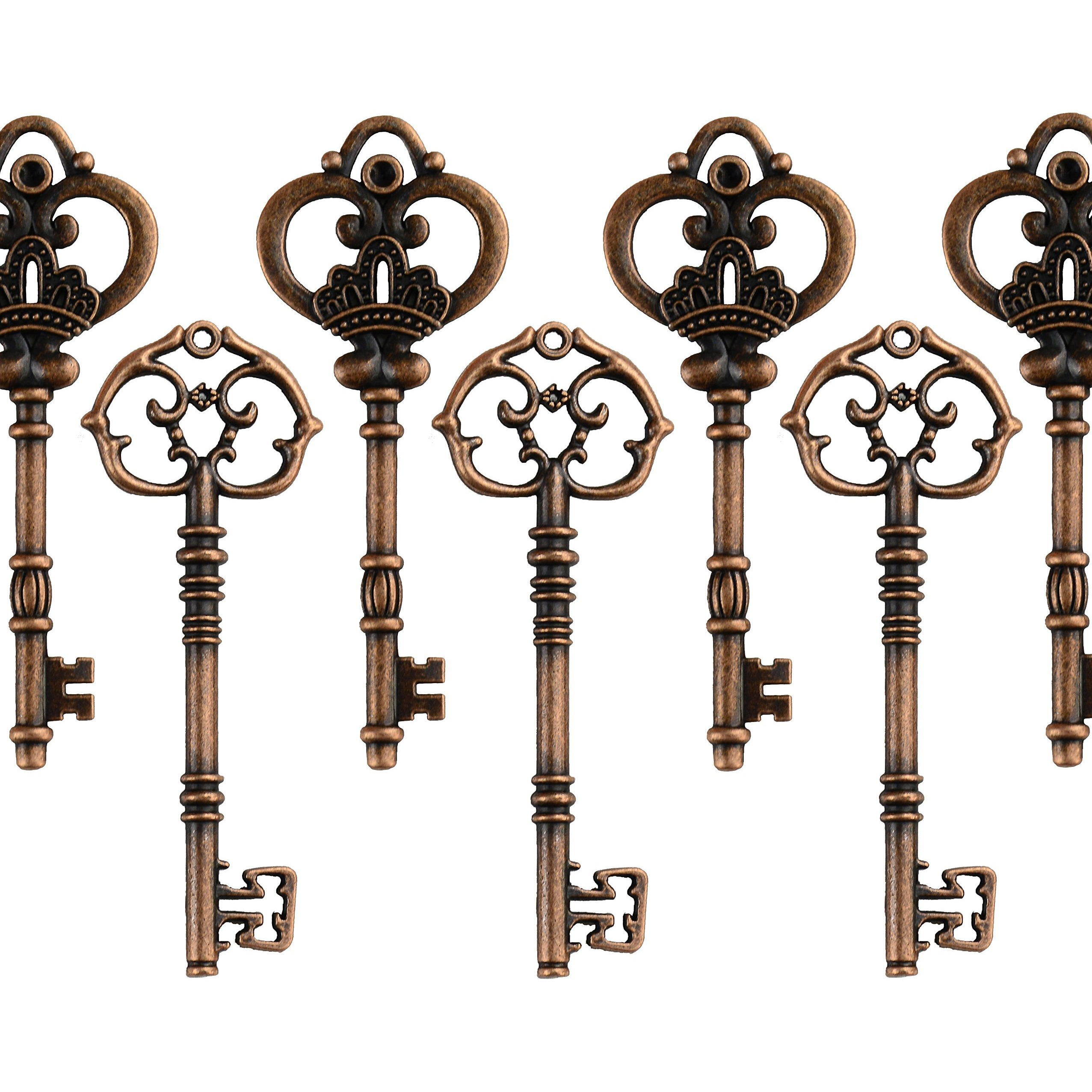 Makhry Mixed 20 Extra Large Antique Copper Finish Skeleton Keys Rustic Key For Wedding Decoration Favor(Antique Copper)