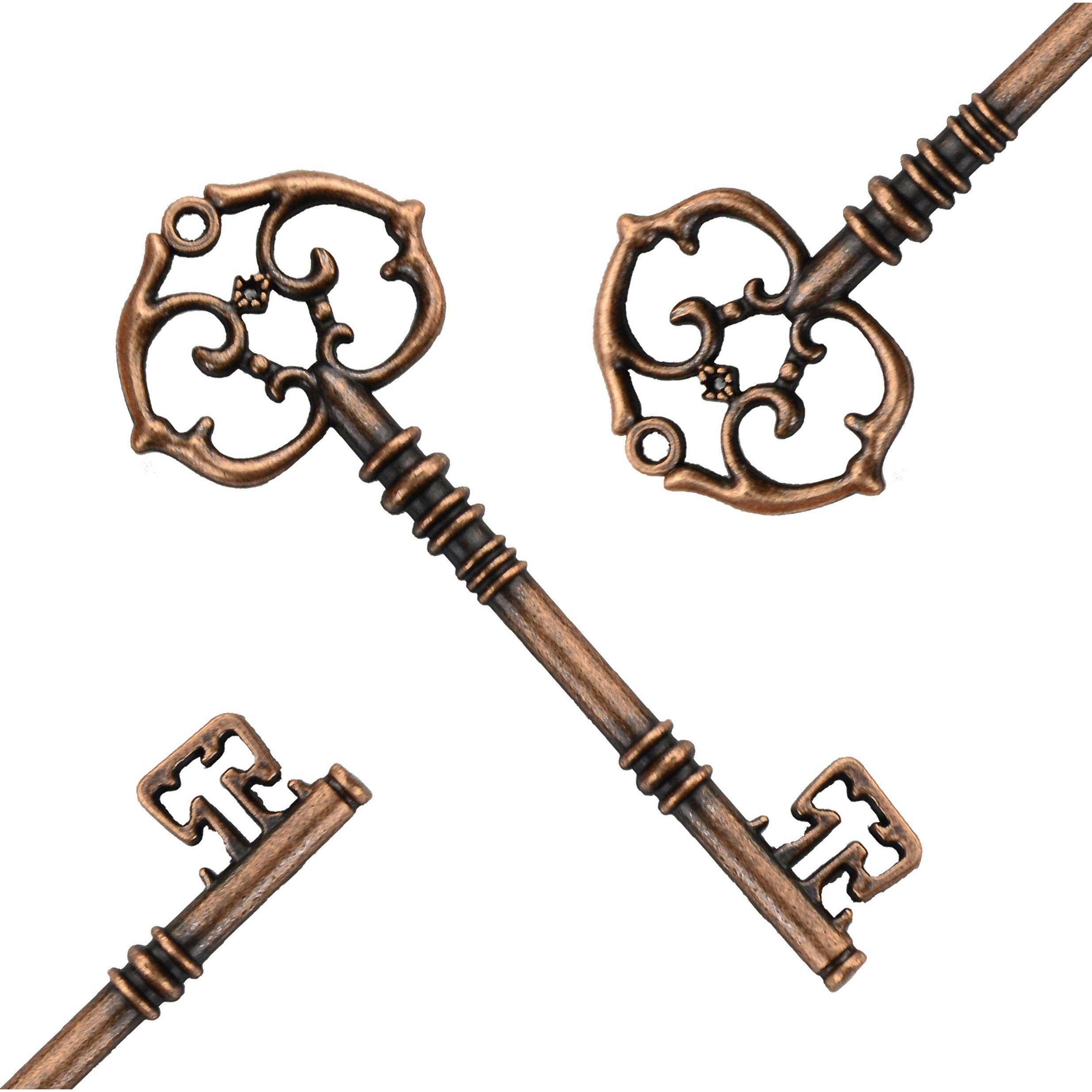 Makhry Mixed 20 Extra Large Antique Copper Finish Skeleton Keys Rustic Key For Wedding Decoration Favor(Antique Copper)