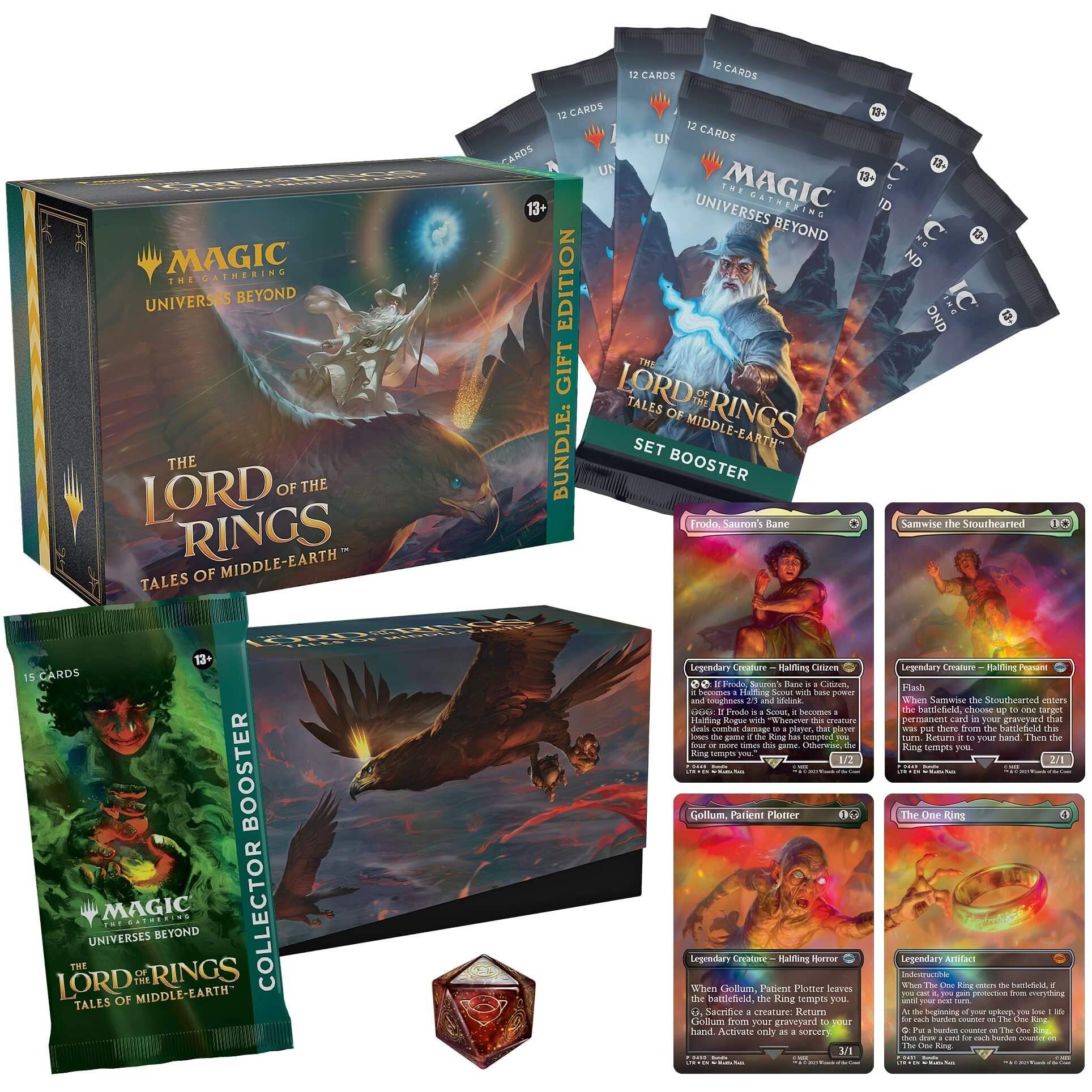 Magic The Gathering The Lord Of The Rings Tales Of Middle-Earth Gift Bundle - 8 Set Boosters, 1 Collector Booster + Accessories