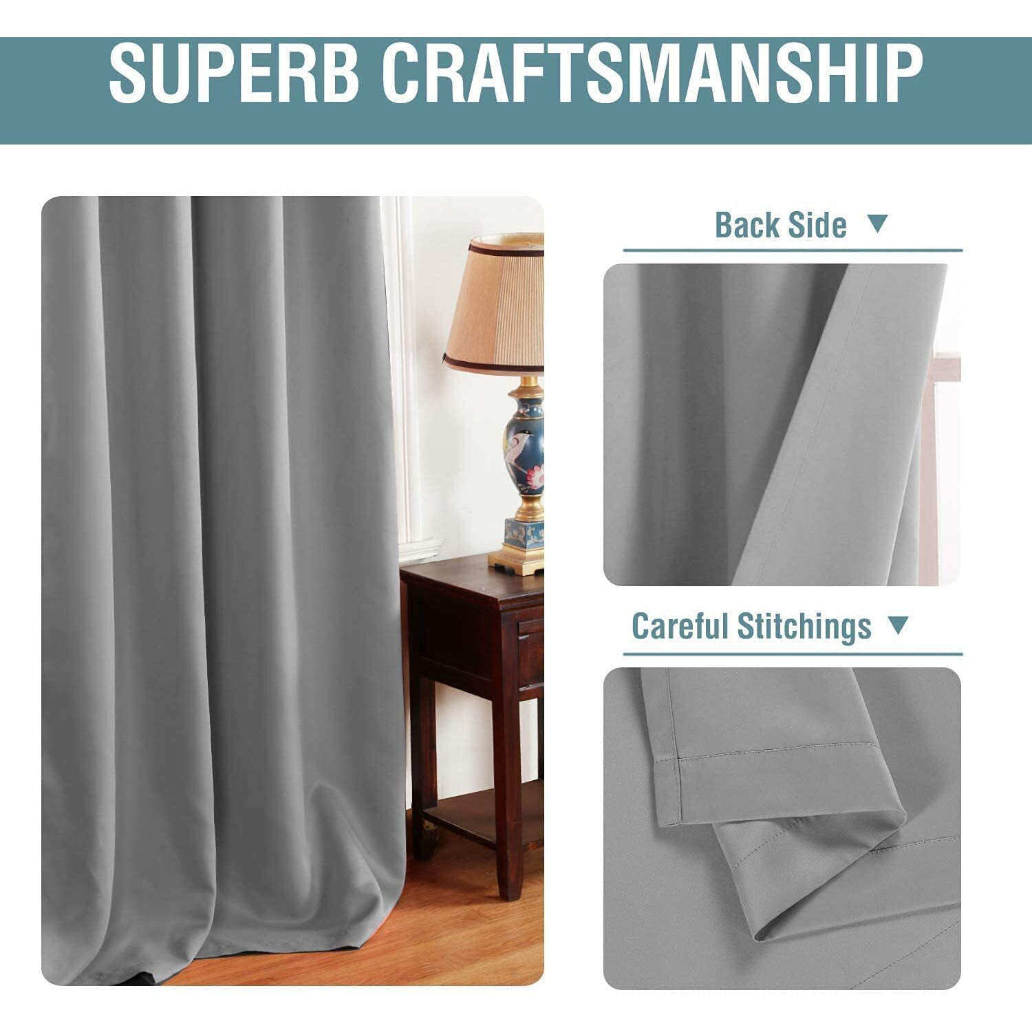 H.Versailtex Blackout Grey Curtains 63 Inch Length Curtains For Bedroom, Grommet Top Thermal Insulated Short Curtains Drapes For Winter (1 Panel, Dove Gray), 52" W X 63" L