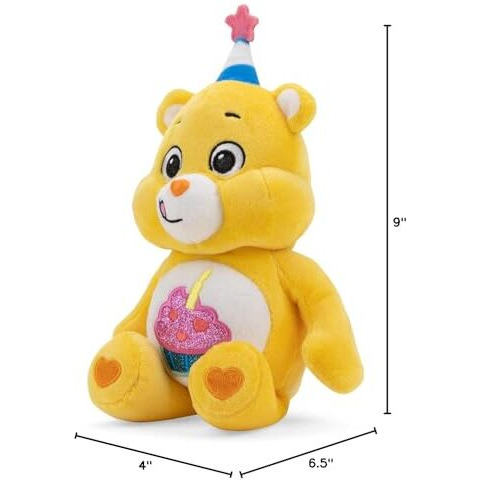 Care Bears 9" Bean Plush (Glitter Belly) - Birthday Bear - Soft Huggable Material, Small