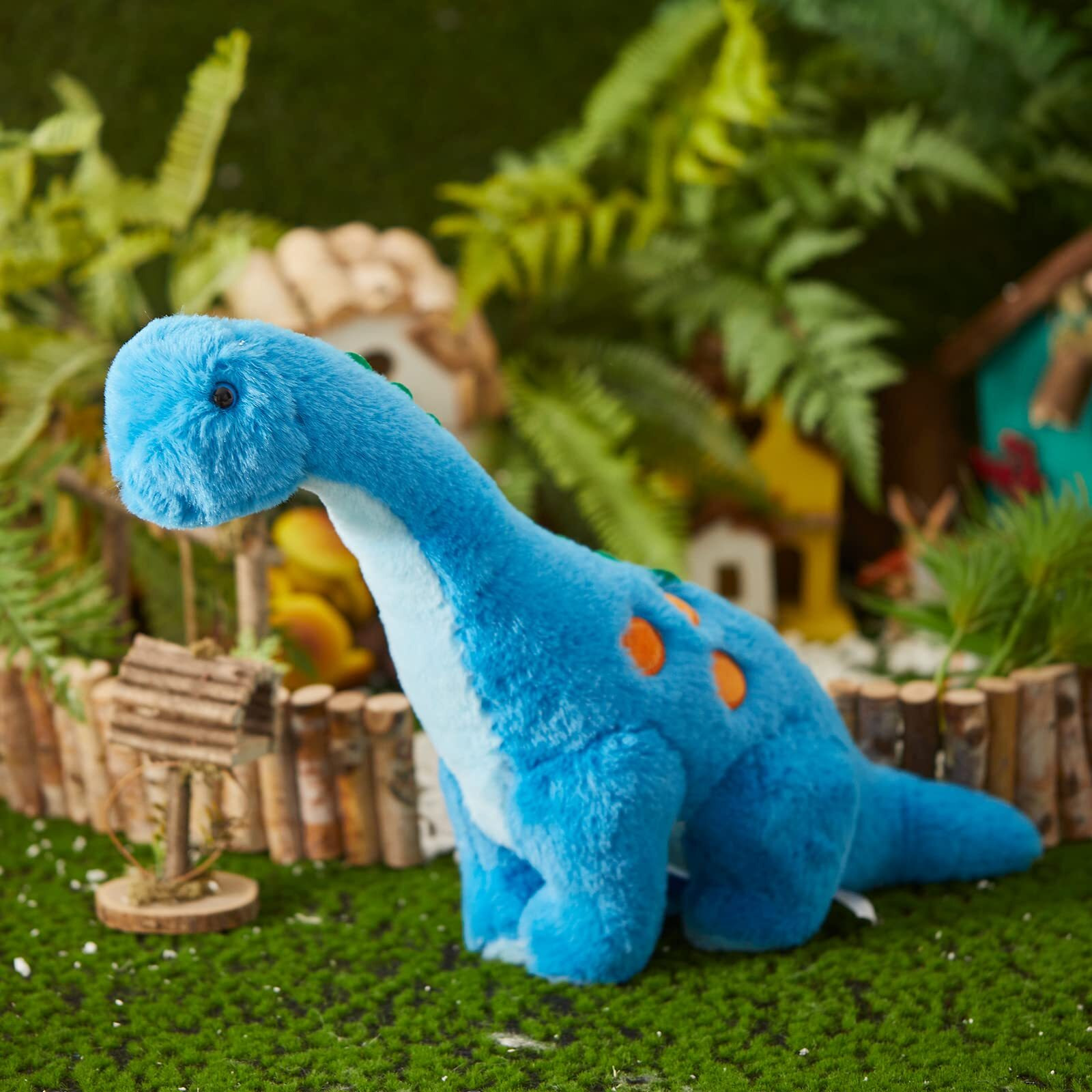 Houwsbaby 14 Musical Led Dinosaur Stuffed Animal Floppy Diplodocus Plush Toy Singing Light Up Adorable Long Neck Lullaby Animated Soothe Baby Birthday For Kids Boy Toddlers, Blue