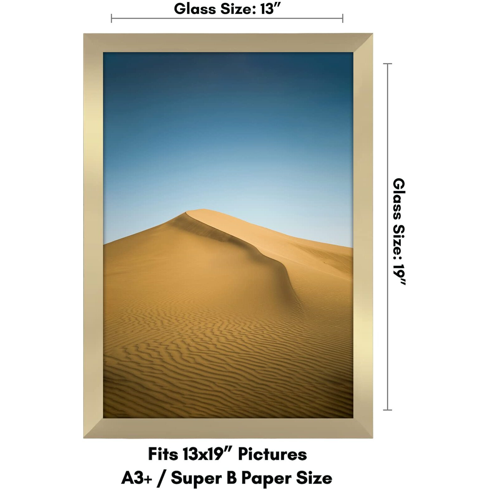 Americanflat 13X19 Picture Frame In Gold - Engineered Wood Photo Frame With Shatter-Resistant Glass And Hanging Hardware For Horizontal Or Vertical Wall Display