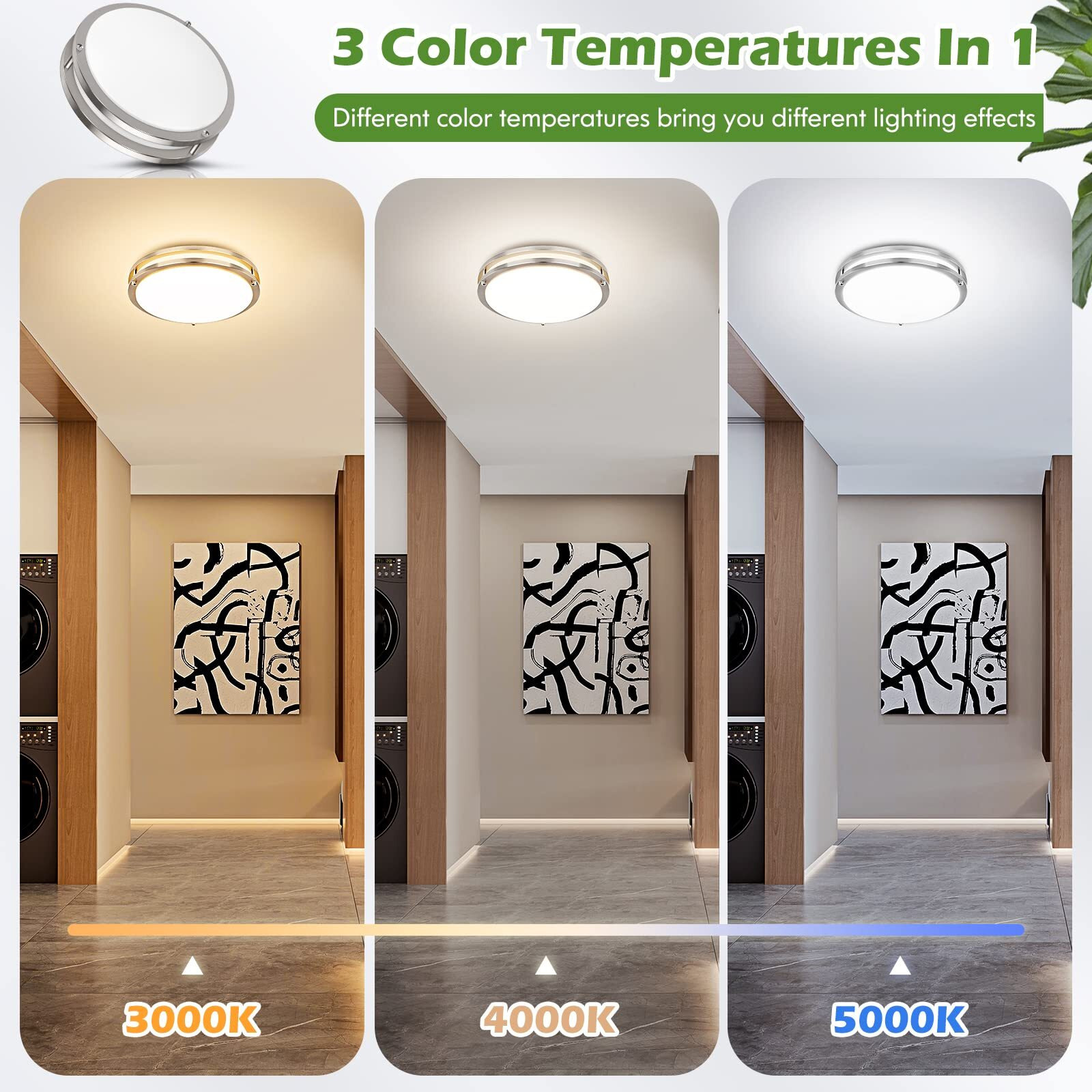 2 Pack 36W Led Ceiling Light Fixture (450W Equiv), 12" Modern Flush Mount Ceiling Lights, Dimmable Ceiling Lamps Super Bright 2000Lm, 3000K/4000K/5000K Adjustable For Bedroom Kitchen Bathroom Hallway