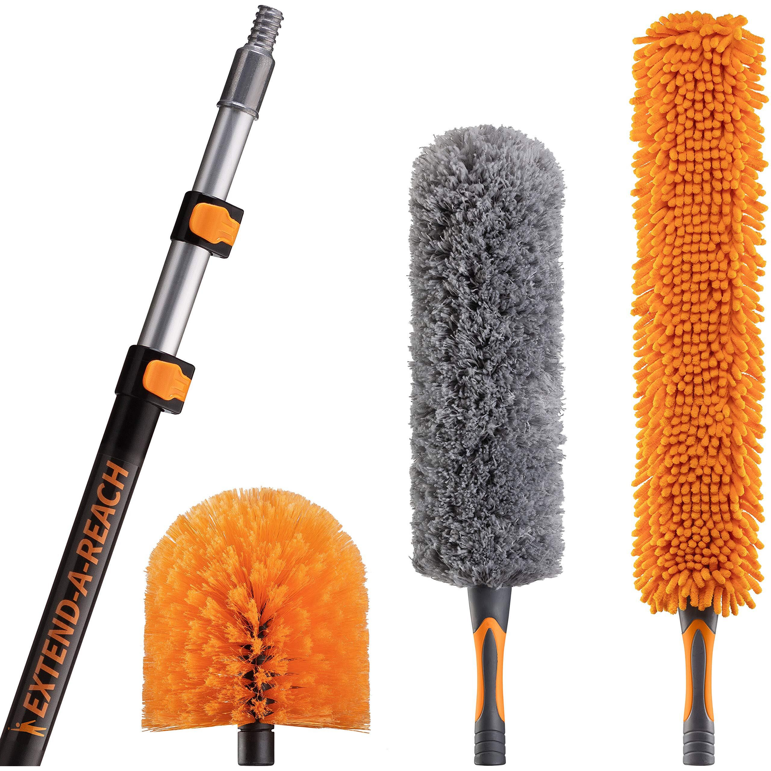 20 Foot High Reach Duster Kit With 5-12 Ft Extension Pole // High Ceiling Duster Cleaning Kit With Telescopic Pole // Cobweb Duster // Feather Duster And Ceiling Fan Duster // The Ultimate Dusting Kit