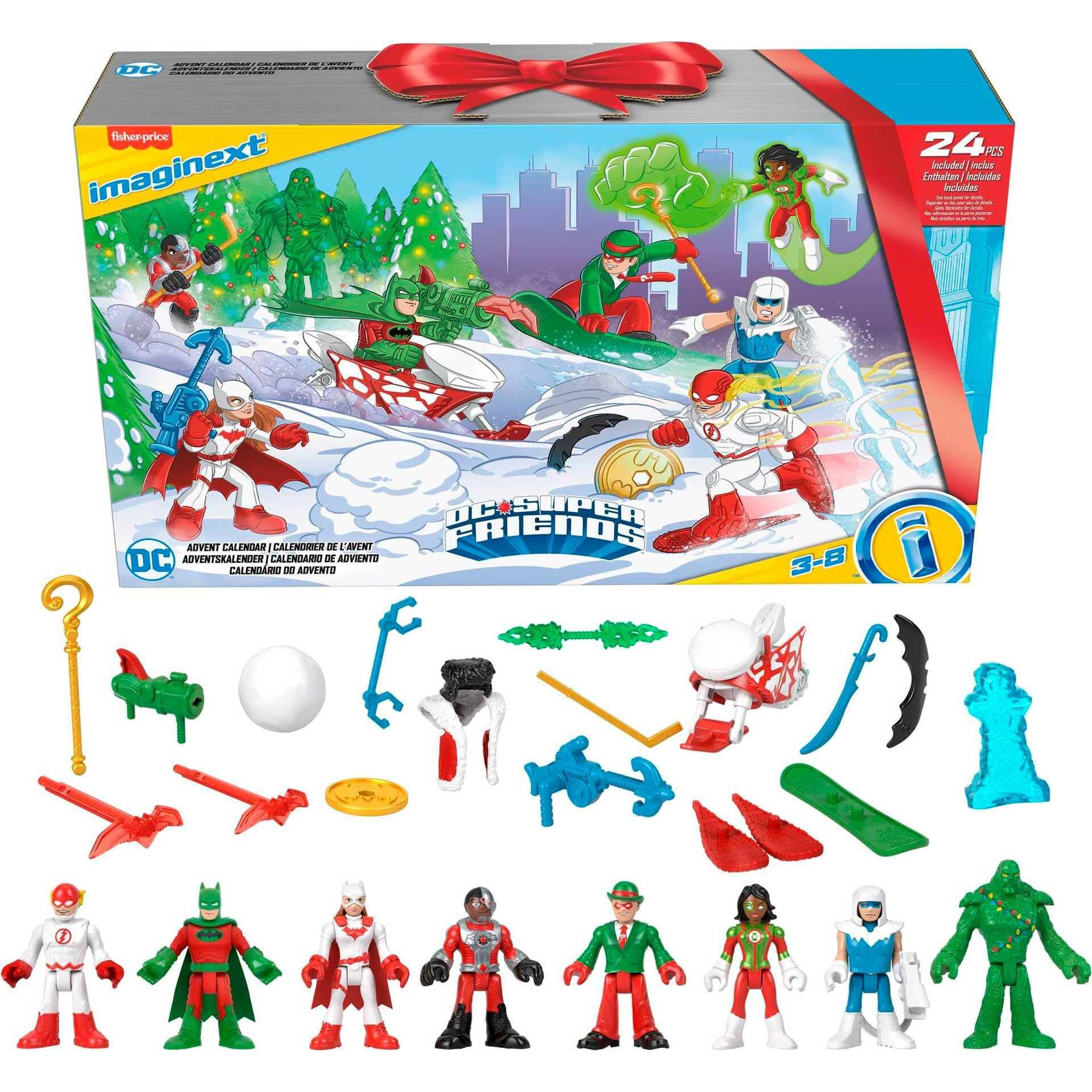 Fisher-Price Imaginext Dc Super Friends Advent Calendar, Christmas Toy With 24 Figures & Accessories For Preschool Kids Ages 3+ Years